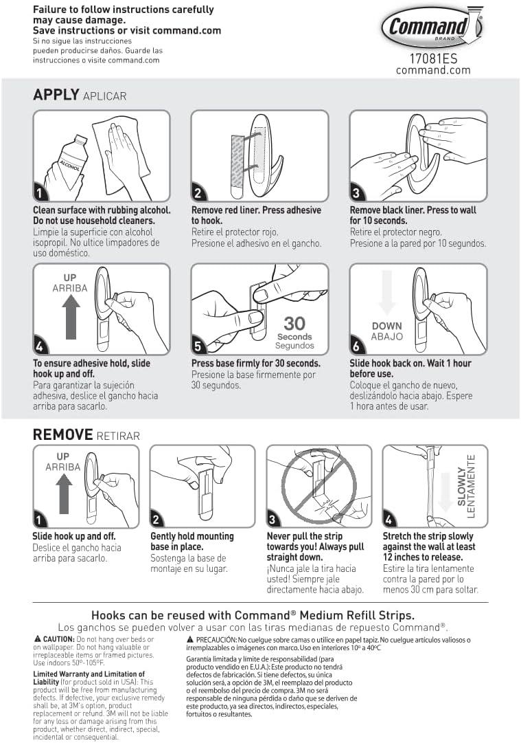 Command Medium Designer Hooks, 9 Hooks and 12 Strips, Damage-Free Hanging Wall Hook with Adhesive Strips, No Tools Great for Hanging, Organization and Storage, Holds up to 3 lb