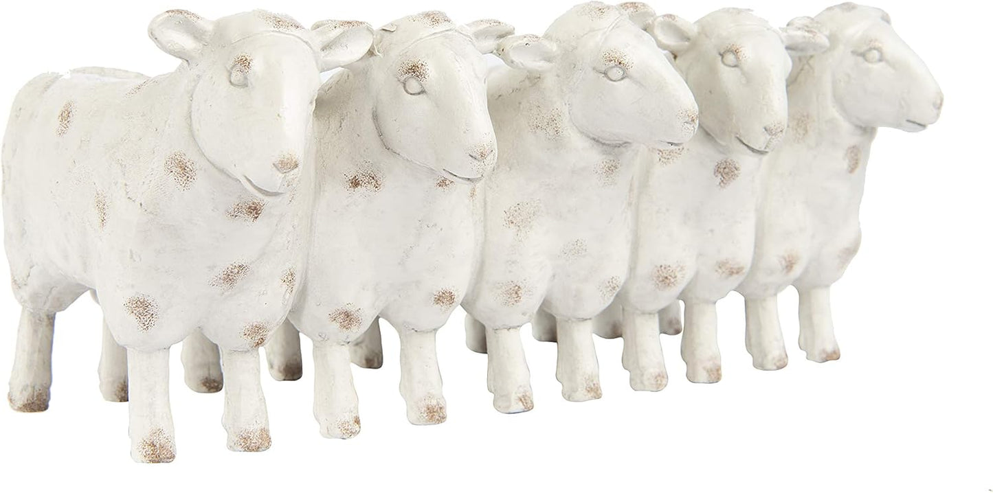 Creative Co-Op Farmhouse Resin Sheep Planter, Cream