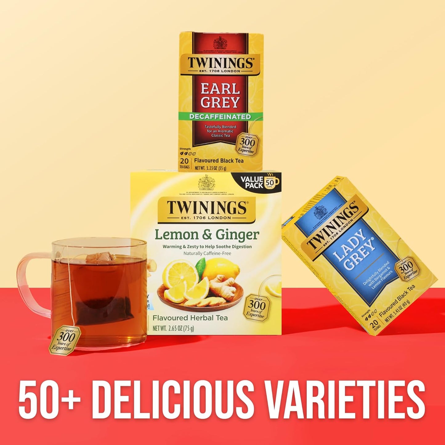 Twinings Earl Grey Decaf Black Tea - Refreshing Earl Grey Decaffeinated Tea Bags with the Flavor of Bergamot and Citrus, Individually Wrapped Decaf Tea Bags, 20 Count