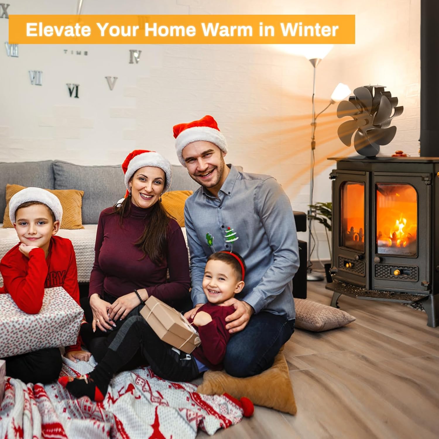 Wood Stove Fan Heat Powered Fireplace Fan Non Electric, Thermal Fan fo