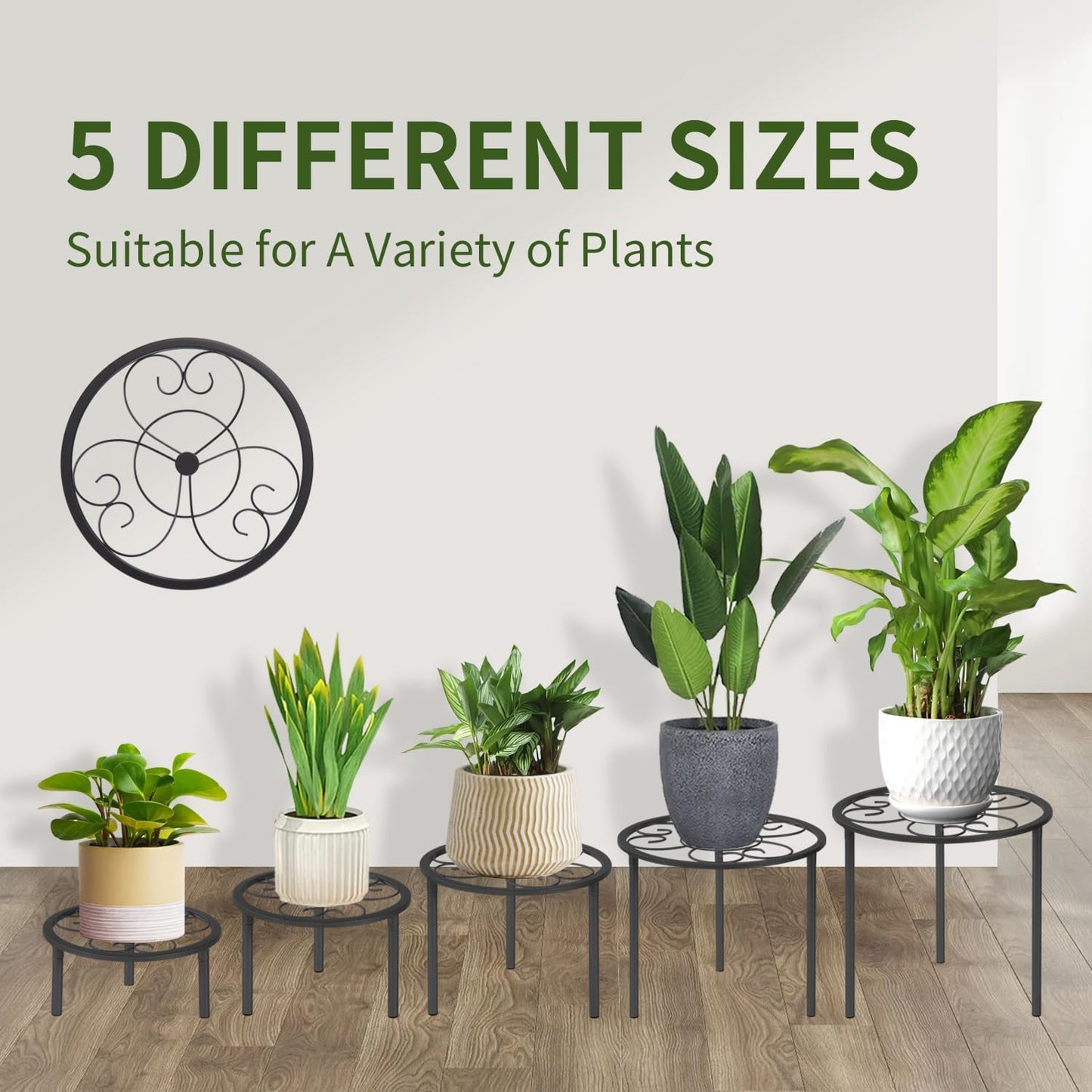 5-piece set of metal plant potted flower racks, heavy-duty flower pot 