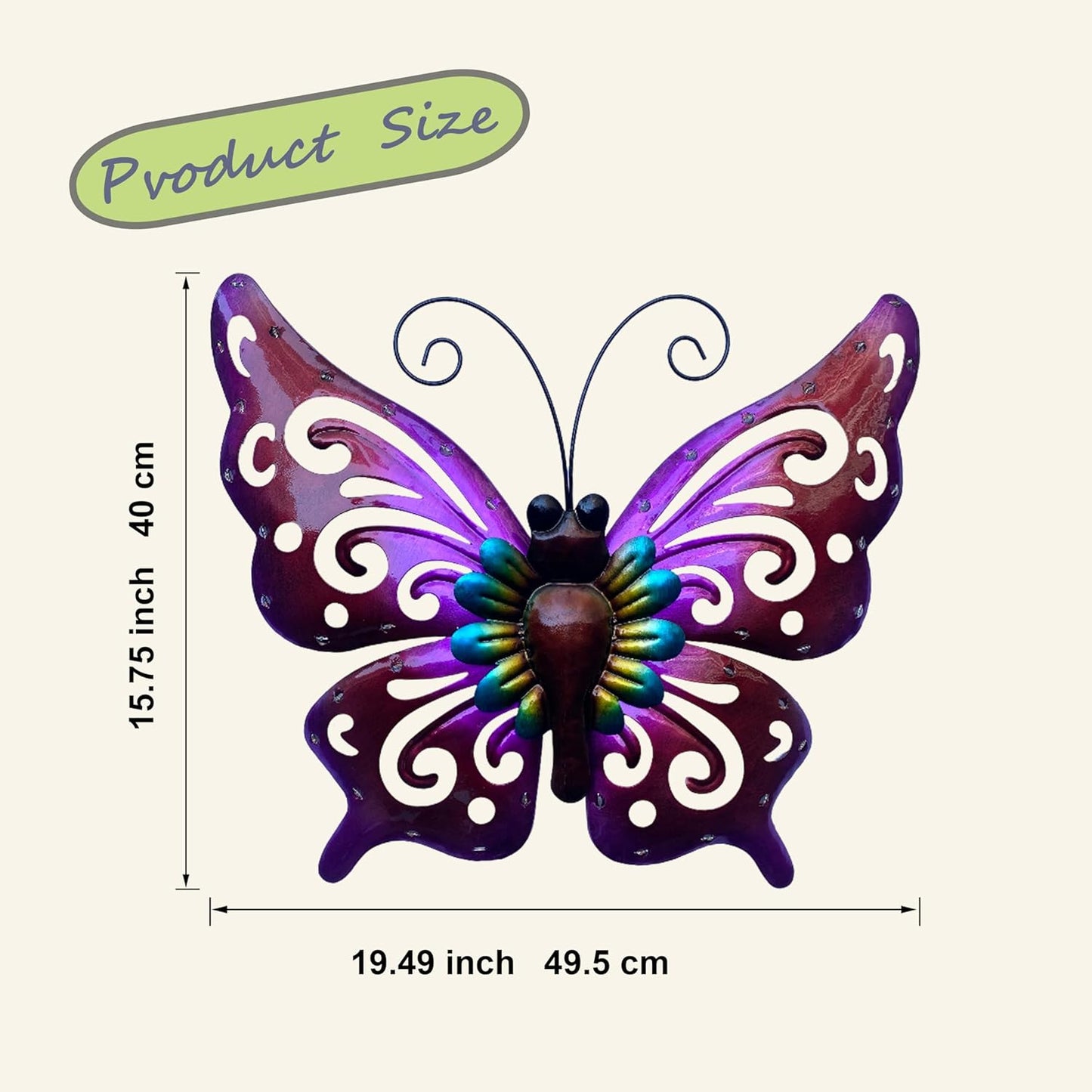 WAIU Solar LED Butterfly Lights, Metal Hanging Wall Art Decor, Waterproof Outdoor Decoration for Patio Garden Yard Fence, Valentine Gifts