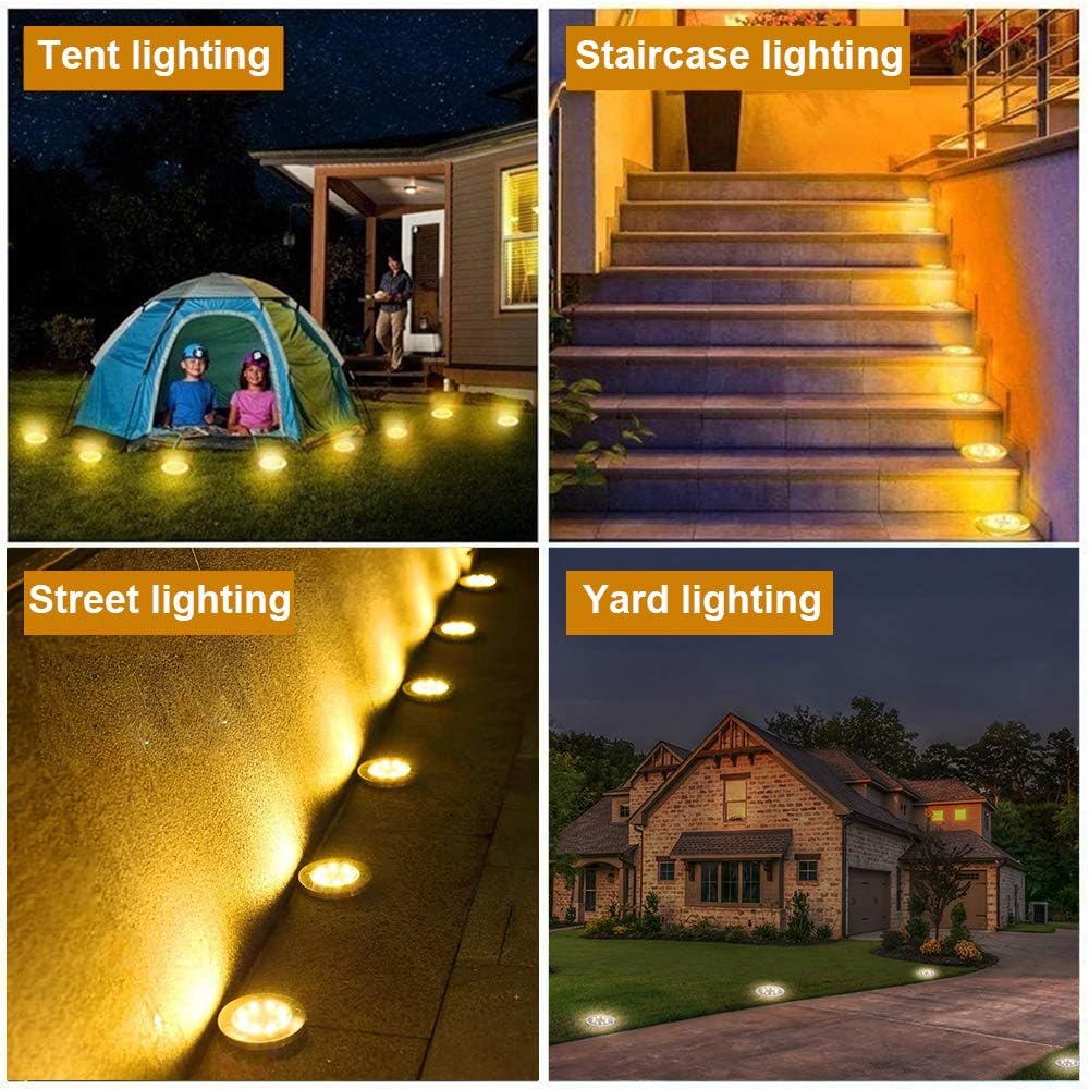ZGWJ 8 Pack Solar Ground Lights,8 LED Solar Garden Lights Outdoor Wate
