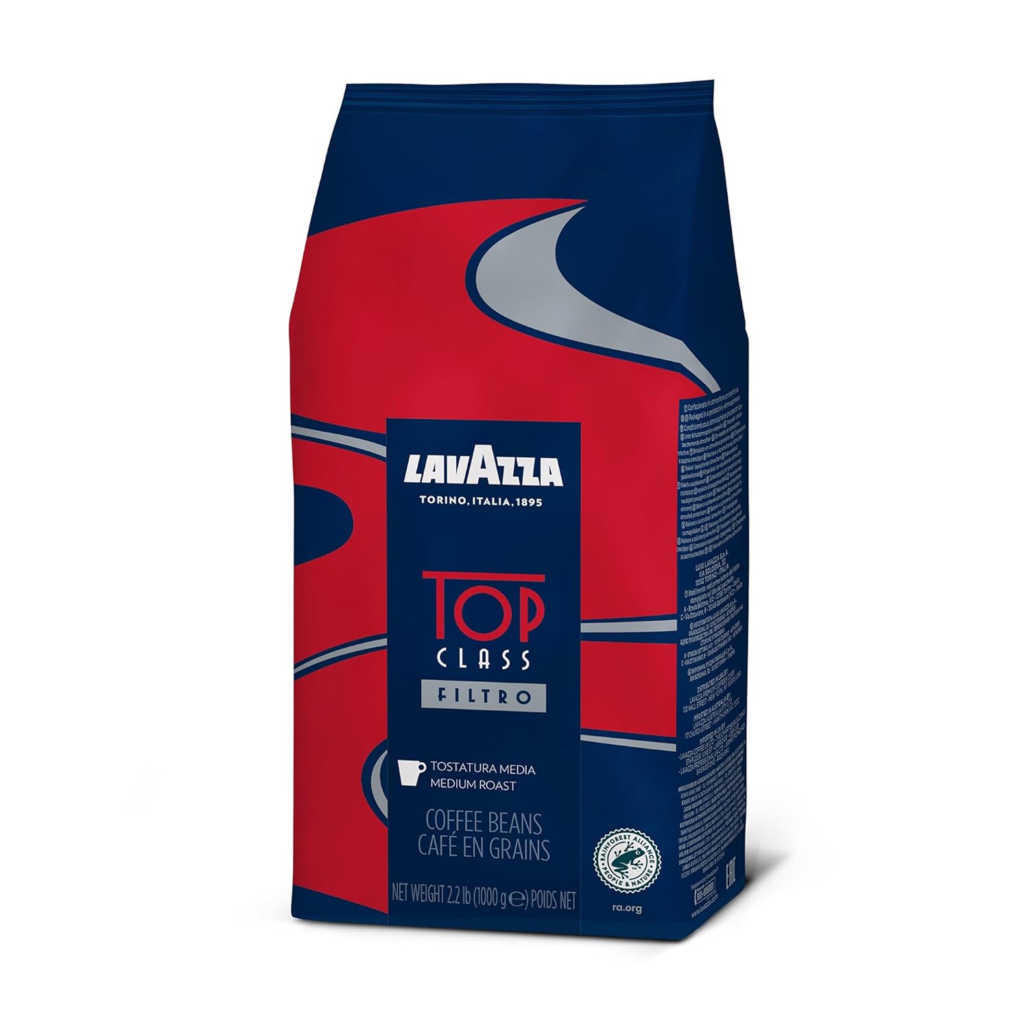 Lavazza Top Class Filtro Whole Bean Coffee Medium Roast 2.2LB Bag, 100