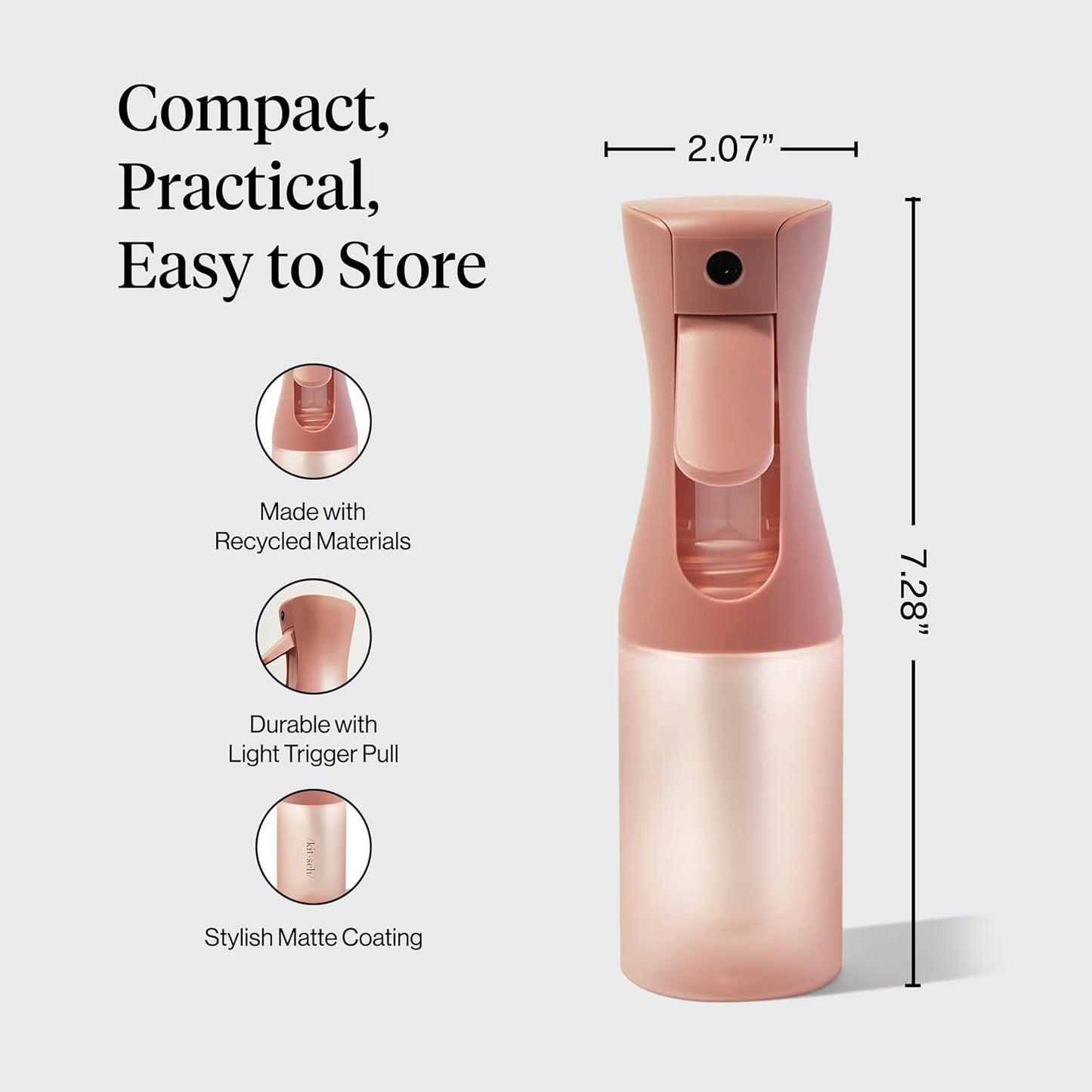 Kitsch Continuous Spray Bottle for Hair – Fine Mist Water Mister & Wat