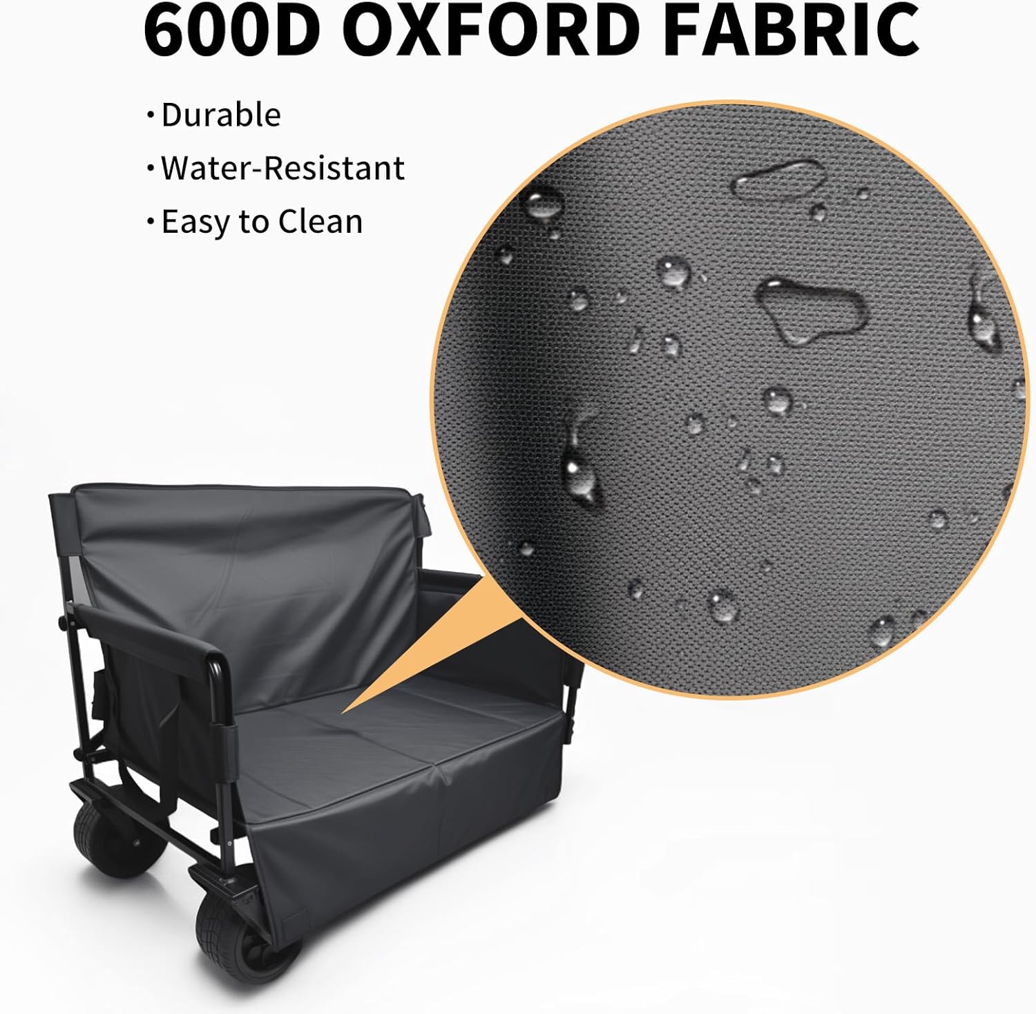 Collapsible Folding Wagon, Foldable Beach Wagon Cart with 300L Storage