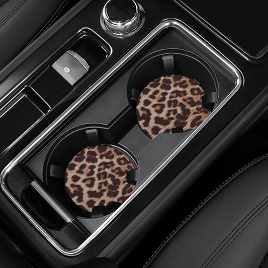 4 Pack Car Coasters, 2.75inch Leopard Print Cup Holder Coasters for Car, Neoprene Cup Pad Mat Coaster for Cup Holders for Women