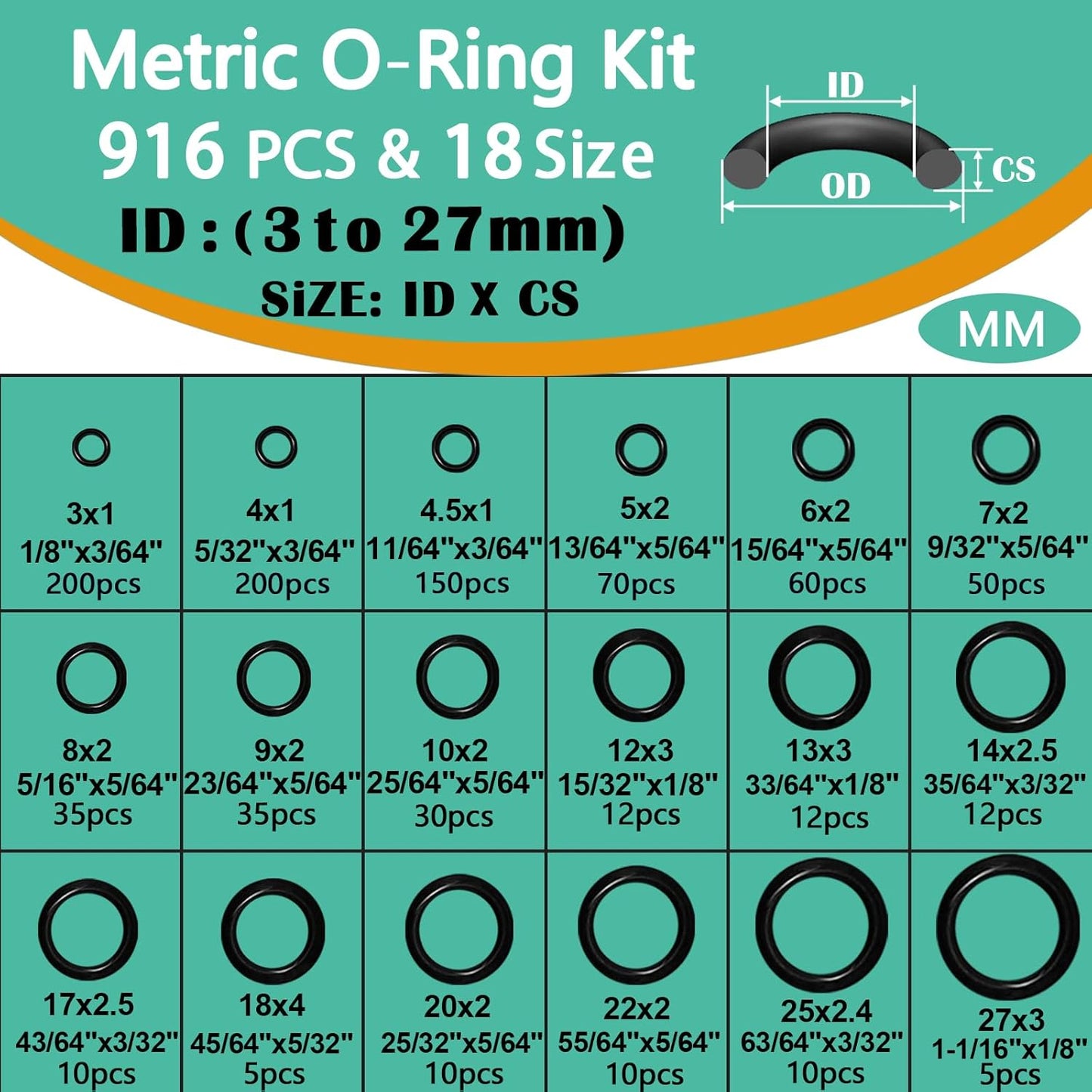 37 Size 1075 Pcs Faucet Washers & O-Rings Kit & Plumbing Gasket 3-in-1