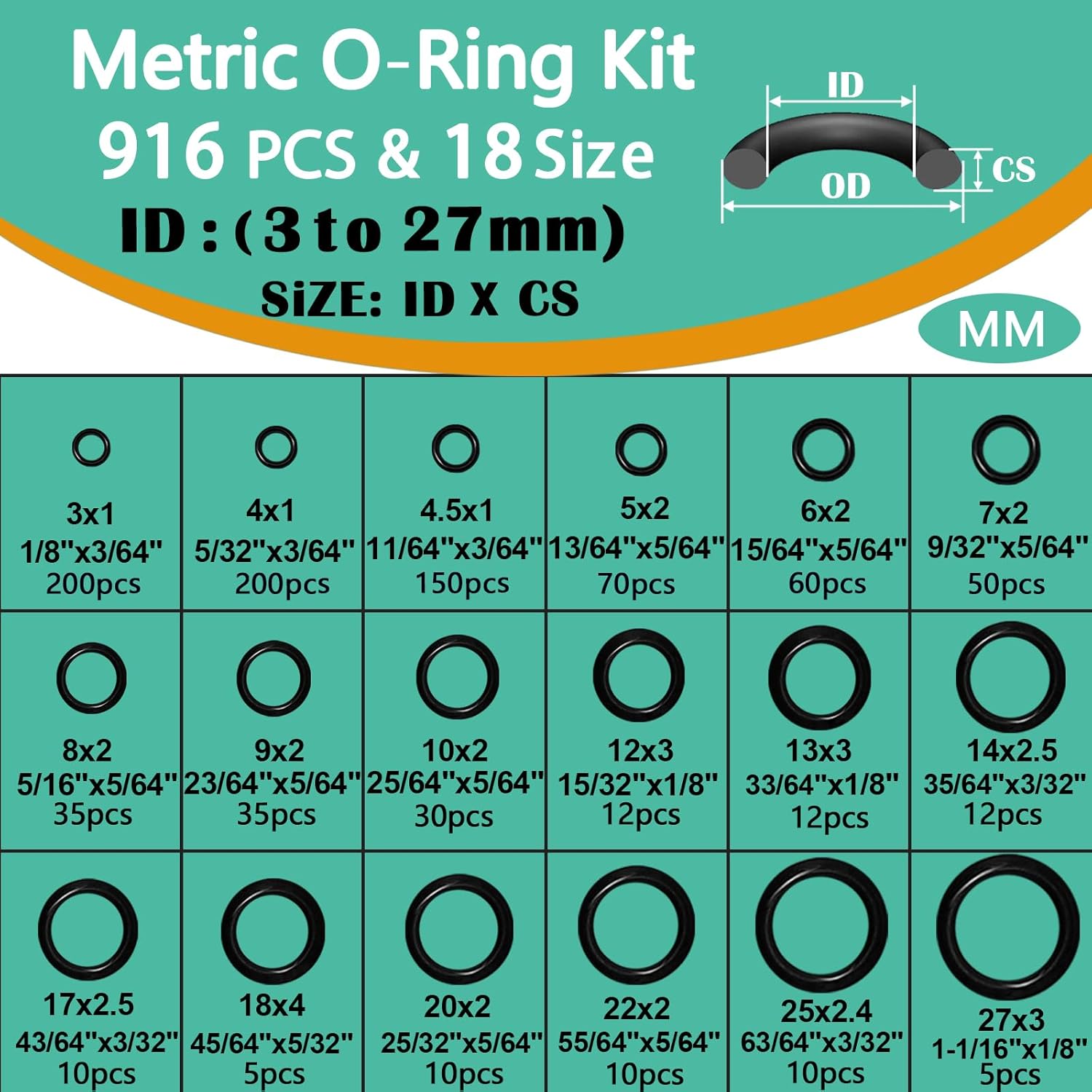 37 Size 1075 Pcs Faucet Washers & O-Rings Kit & Plumbing Gasket 3-in-1