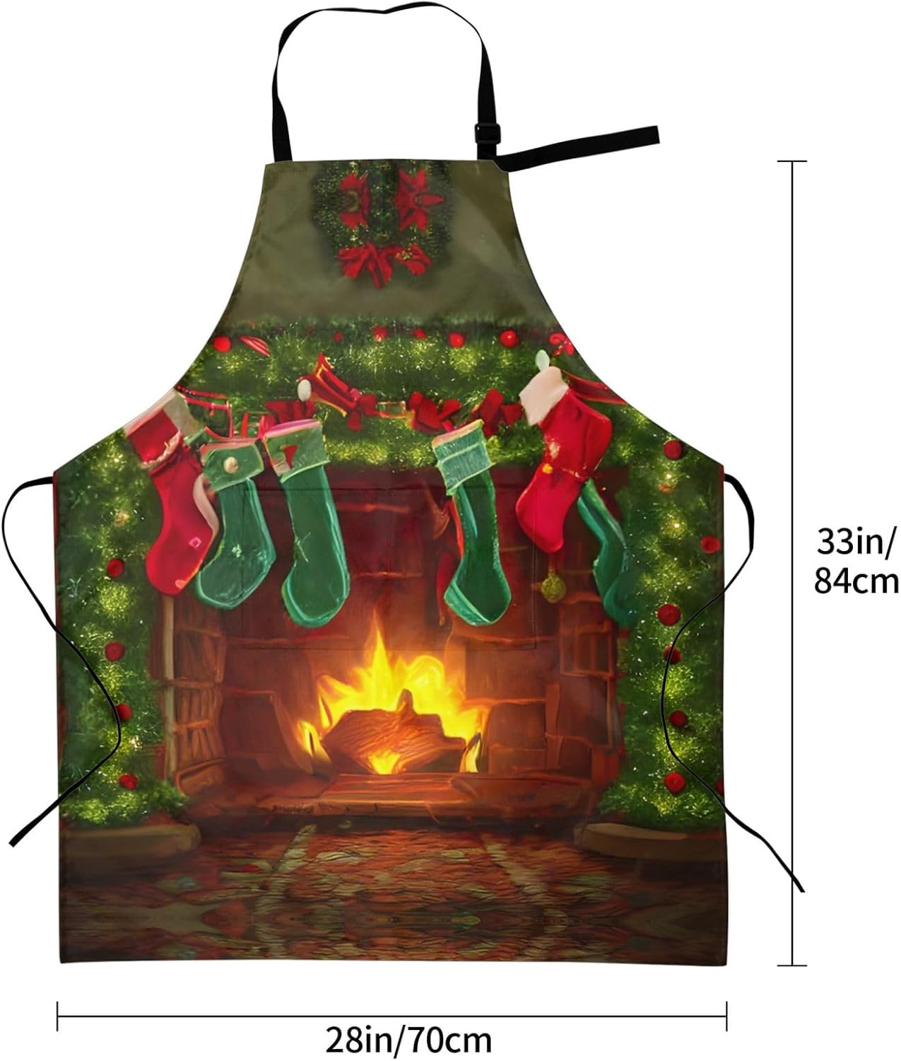 merry christmas print Waterproof chef's apron with pocket apron for kitchen cooking baking barbecue and gardening