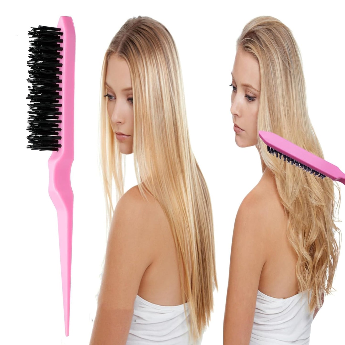 8Pcs Hair Brushes Set with 4Pcs Topsy Hair Tail Tools 1Pcs Bristle Tea