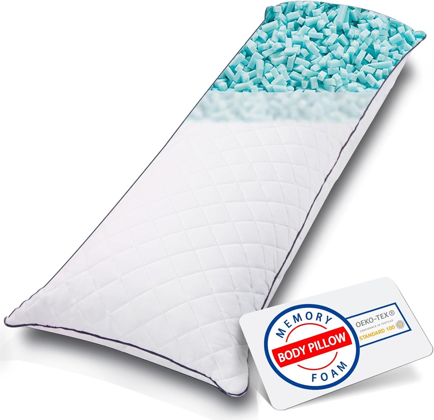 Body Pillow, Memory Foam Body Pillows for Adults Sleeping, Long Pillow for Bed, Big Large Firm Full Body Pillow for Side Sleeper, 20x54 Inch, White