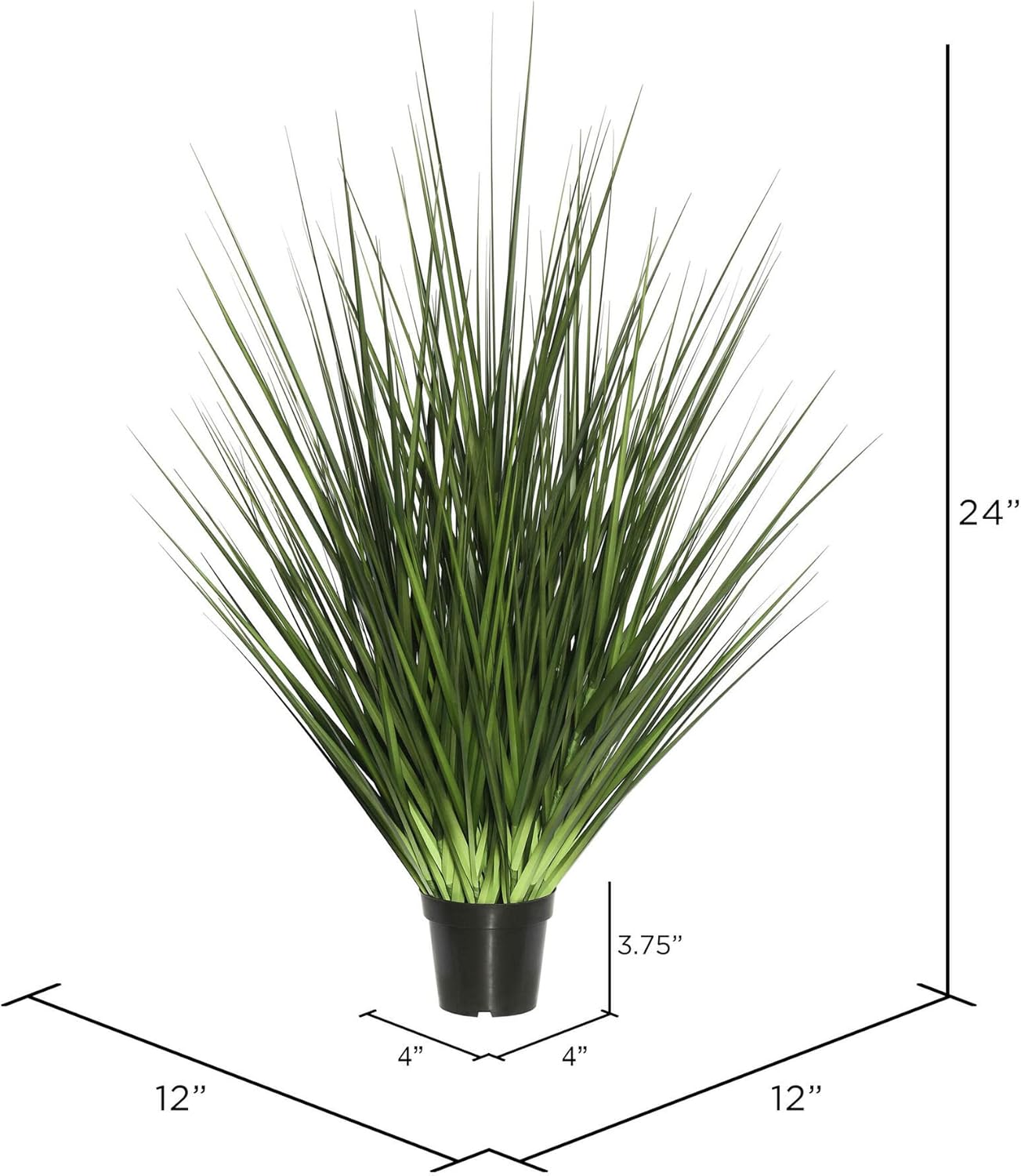 Vickerman Everyday 24" Artificial Extra Full Green Grass with Black Plastic Pot - Faux Grass Plant Decor - Home Or Office Indoor Greenery Accent - Maintenance Free
