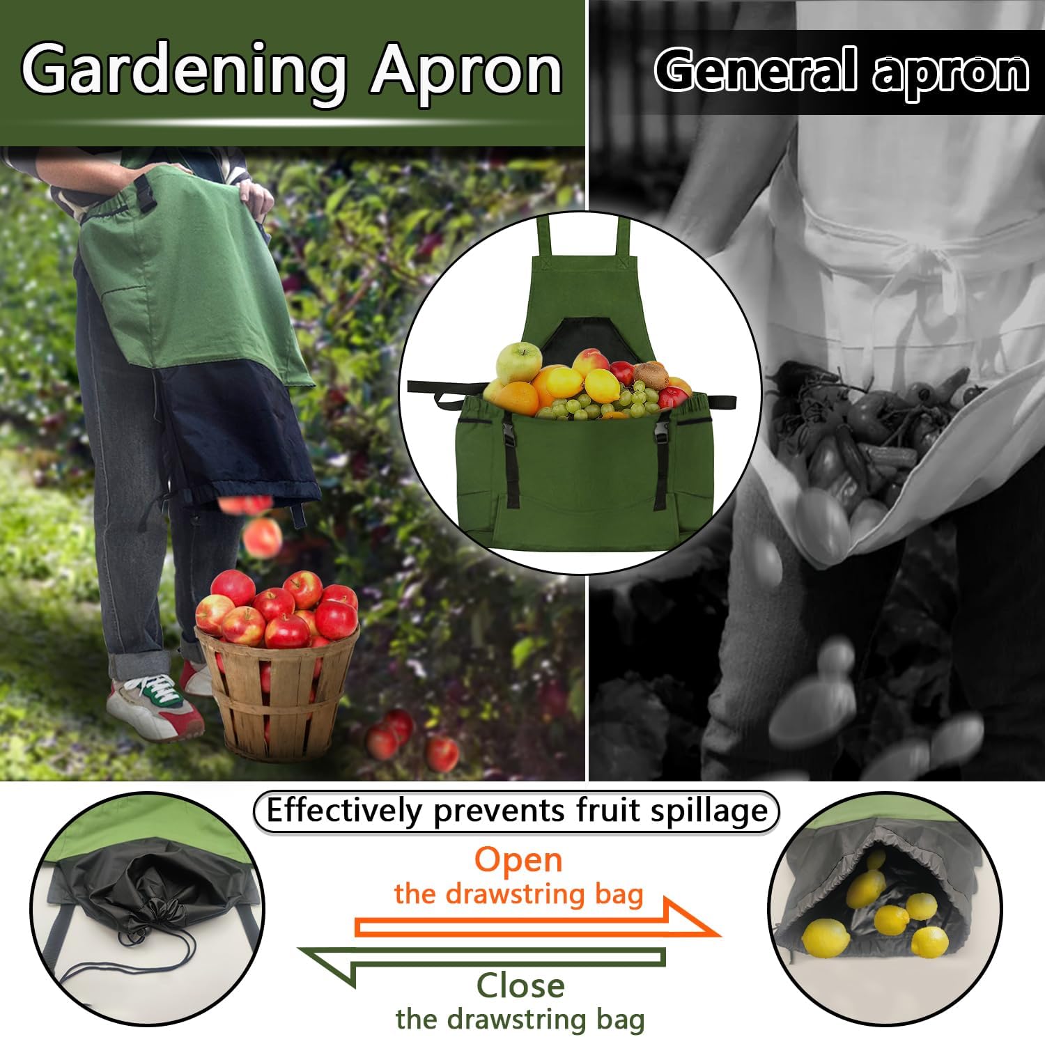 Gardening Apron, Harvest Apron Gardening Gifts for Men Gardening Apron