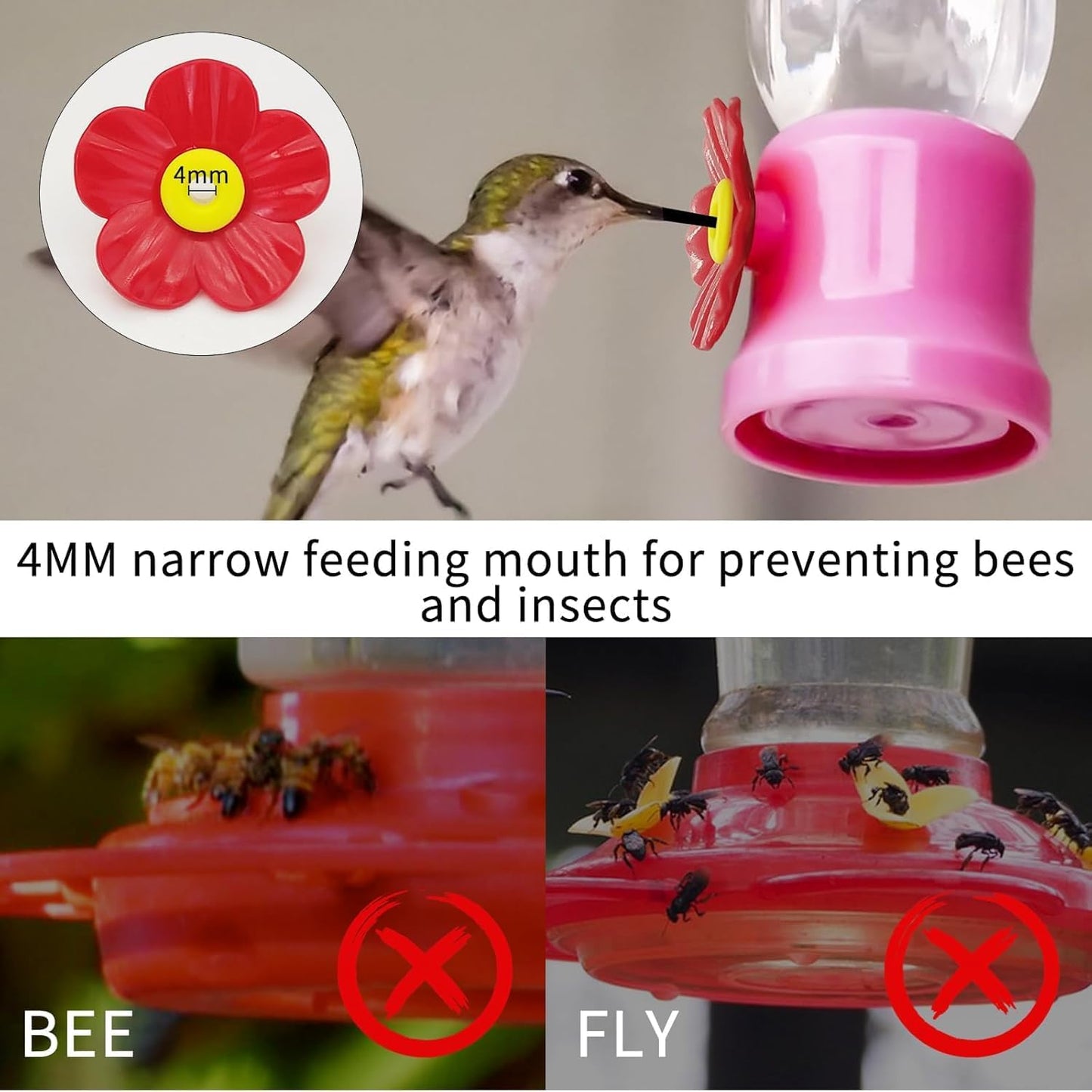 20 Pieces Hummingbird Feeders Replacement Flowers - Hummingbird Feeder P with 2 Cleaning Brush, Bird Feeder Replacement Feeding Ports for Outdoors Hanging Feeder, Yellow
