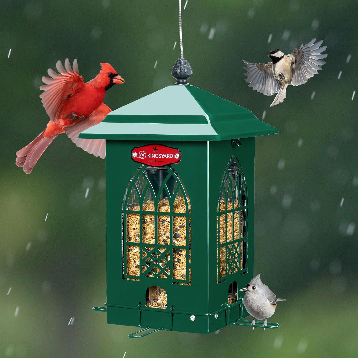 Kingsyard Squirrel Proof Bird Feeders for Outdoors with Weight-Activat