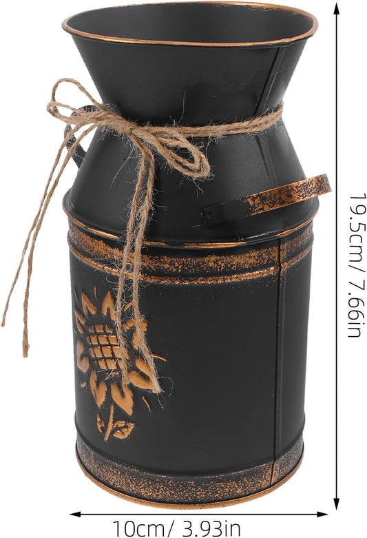 Milisten Vintage Metal Flower Bucket Vase Floral Art Planter for Balco
