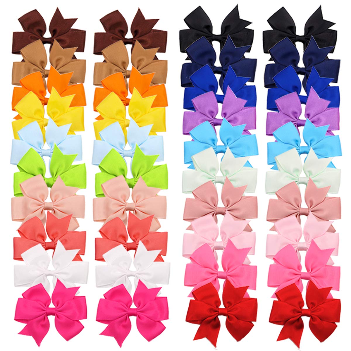 CÉLLOT 40Pcs 3 Inch Boutique Grosgrain Ribbon Pinwheel Hair Bows Alligator Clips For Girls Toddlers Accessories Teens Gifts In Pairs