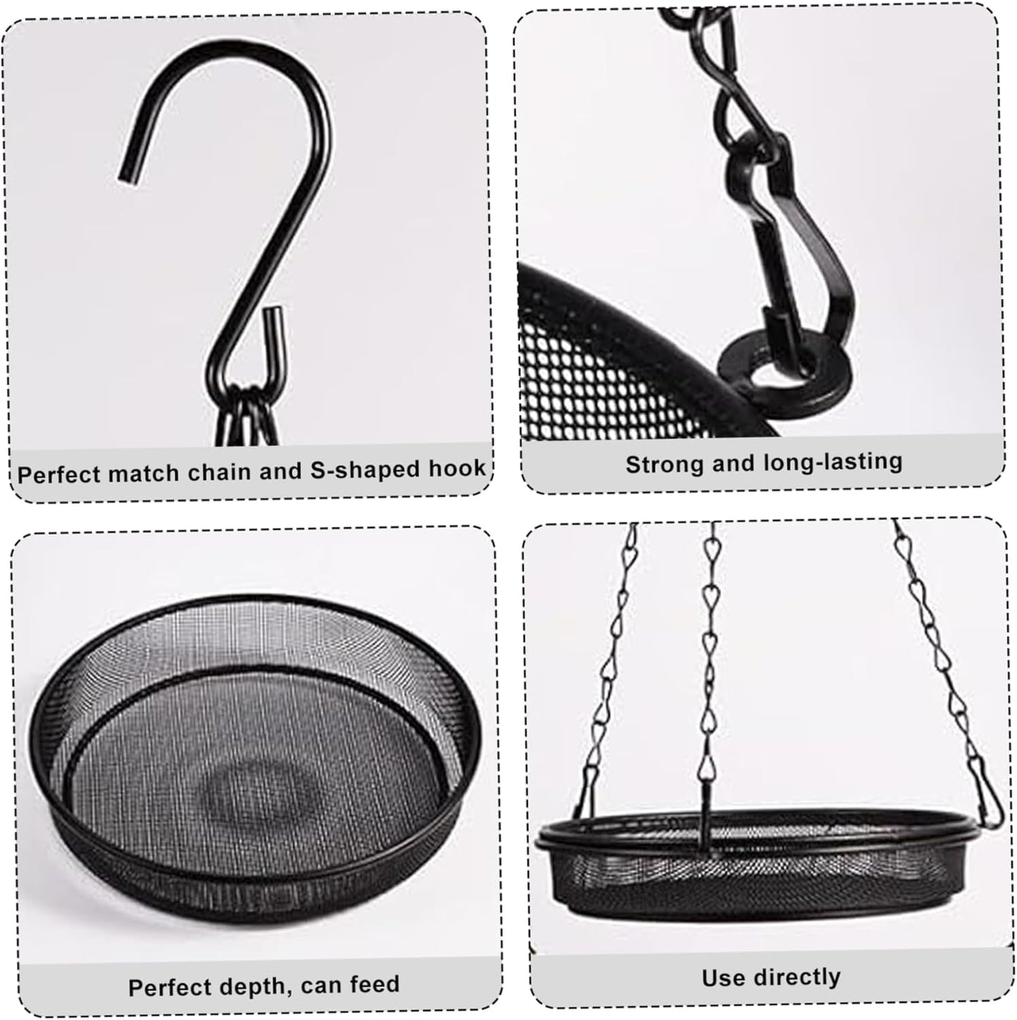 Birdfeeders Outside Hanging, 2-in-1 Metal Birdfeeder & Birdbath Wild Bird Feeder with Mesh Tray and Water Bowl for Garden, Patio, Or Yard, Decoración al aire Libre