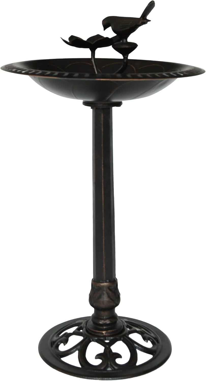Christopher Knight Home Anessa Outdoor Aluminum and Iron Bird Bath, Shiny Copper