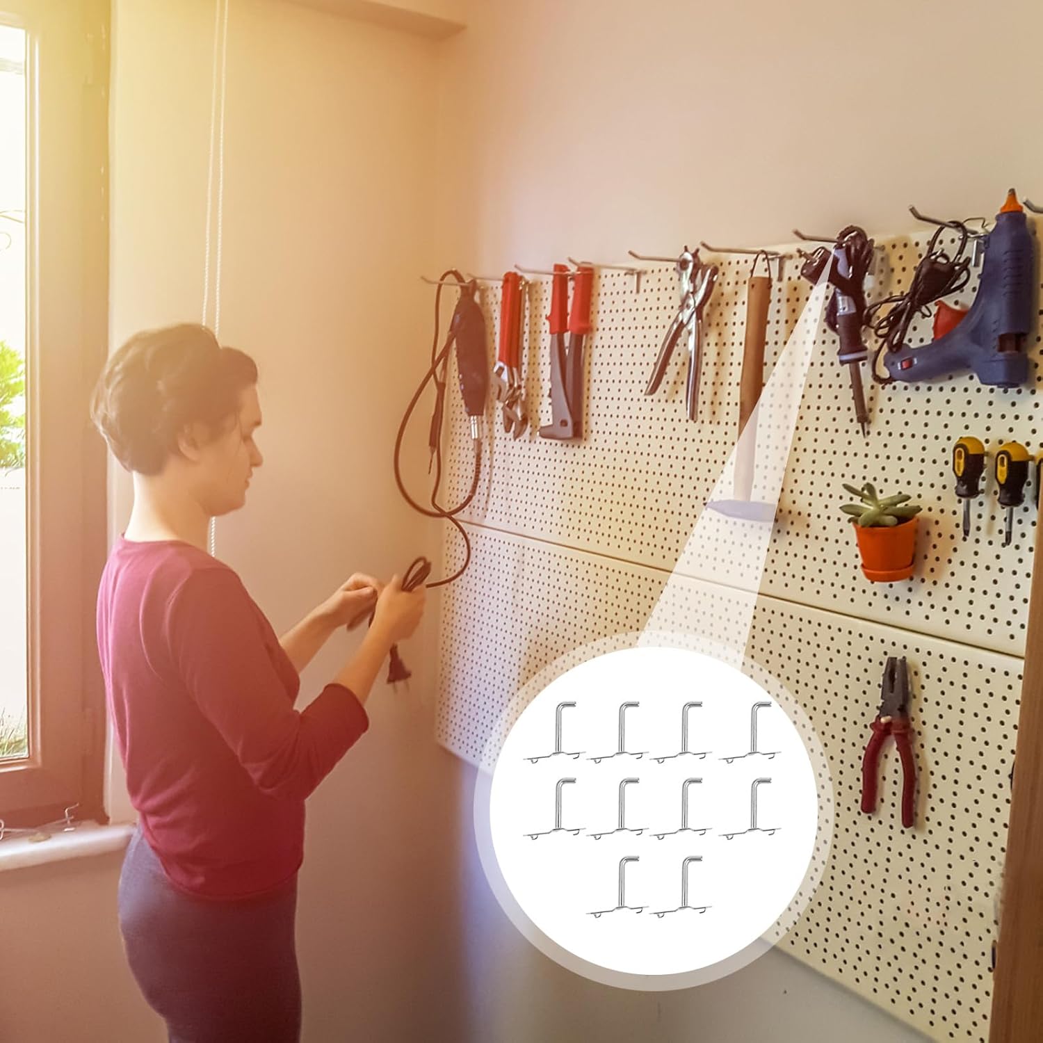 BESTOYARD 10pcs Heavy Duty Metal Wall Mount Tool Organizer Hooks 50mm 