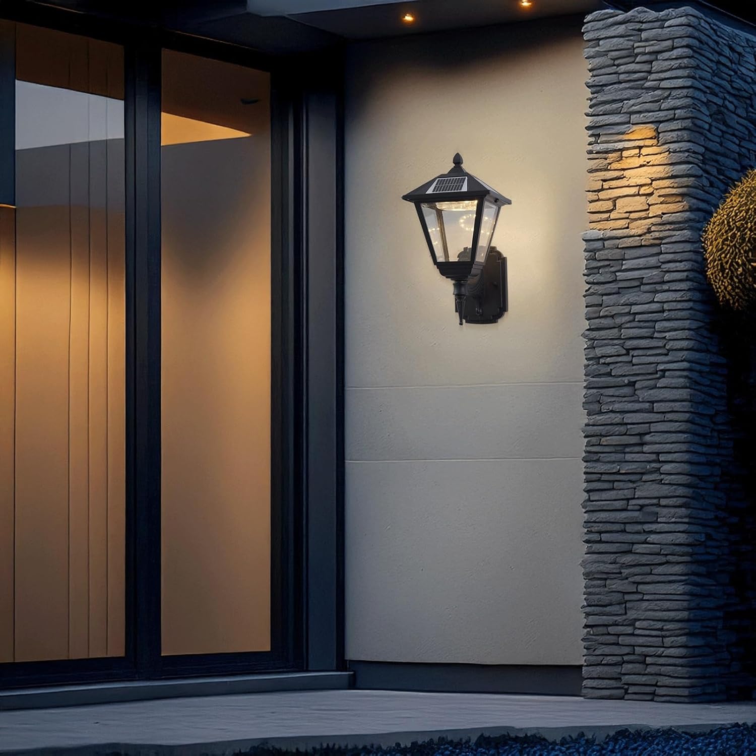 Solar Outdoor Wall Sconce LED Exterior Wall Lamp Aluminum Outdoor Wall