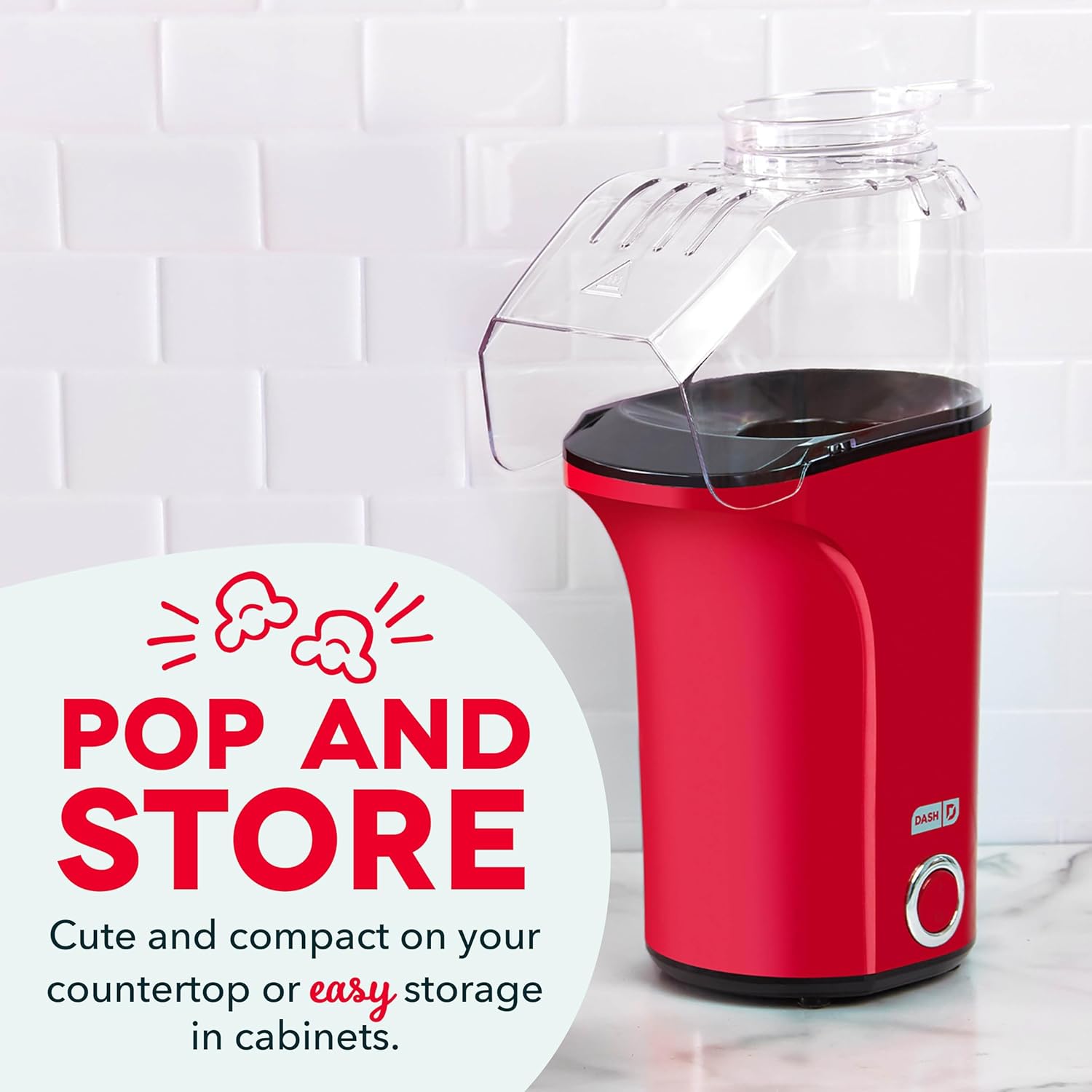 DASH Fresh Pop Popcorn Maker - Oil-Free, Air Popcorn Popper - With Mea