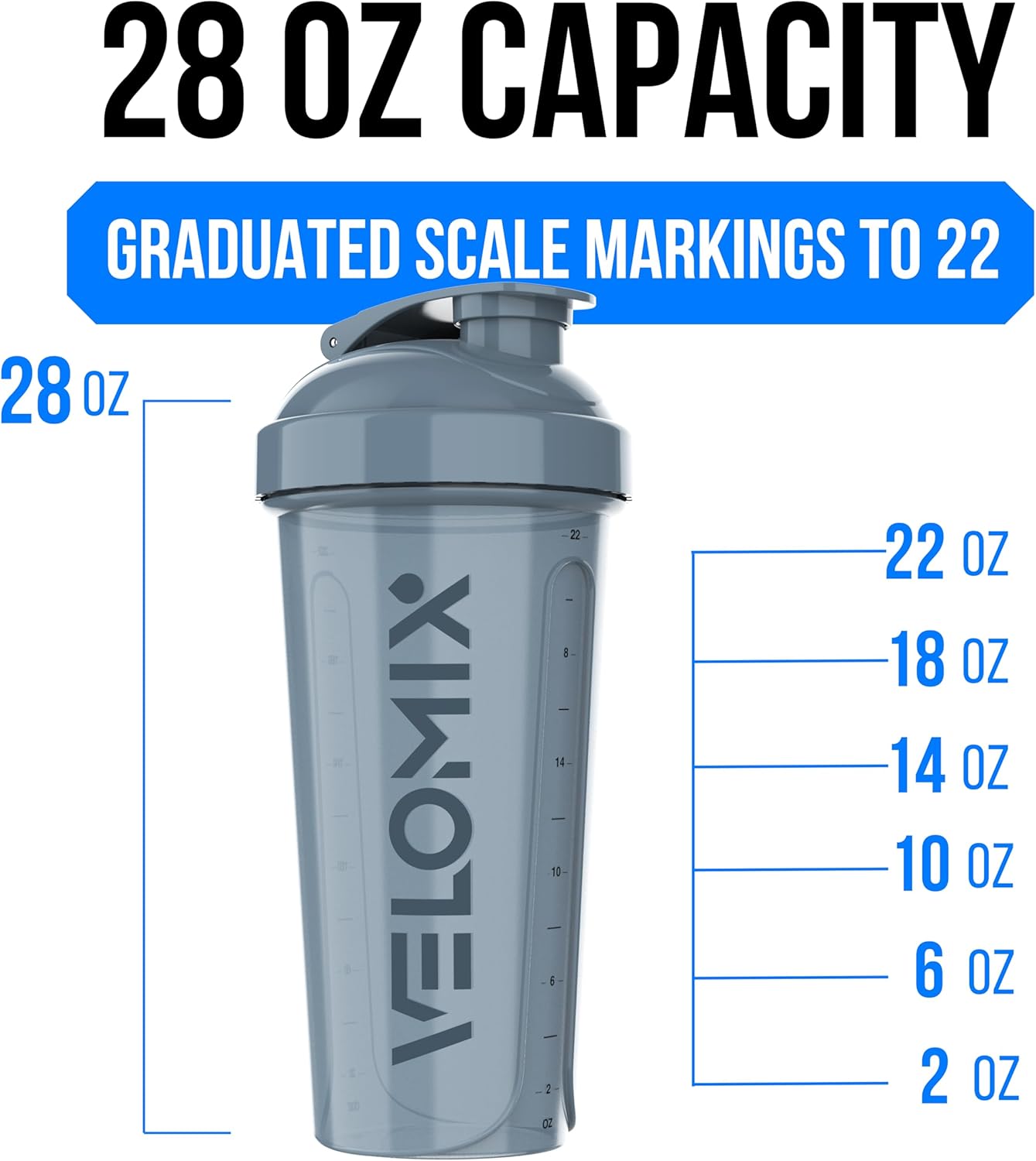 VELOMIX -4 PACK 28 Oz Protein Shaker Bottle for Protein Mixes - 4x Wire Whisk | Leak Proof Shaker Cups for Protein Shakes | Large, Stackable Protein Shaker Bottle Pack | Dishwasher Safe (Aqua Depths)