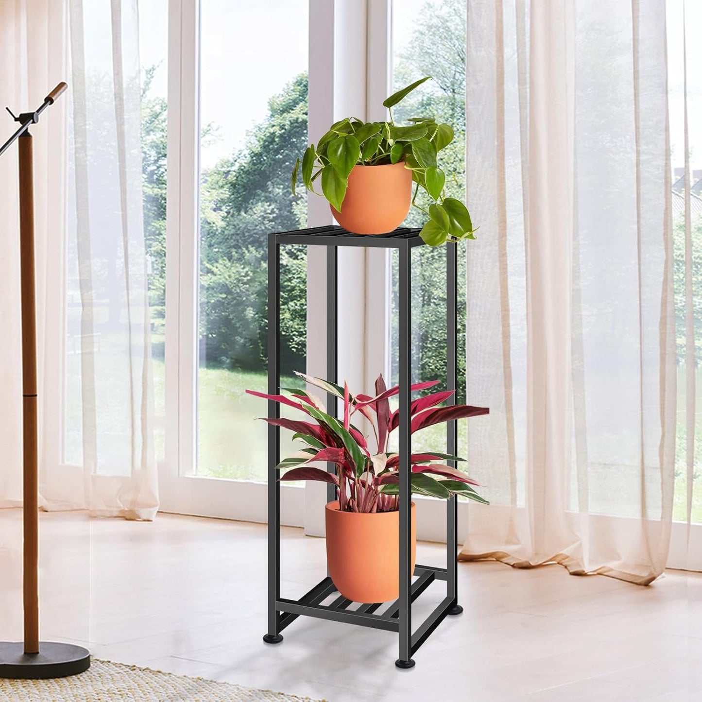 Plant Stand Indoor Outdoor, Wrought Iron Plant Stands 2 Tier Heavy Dut