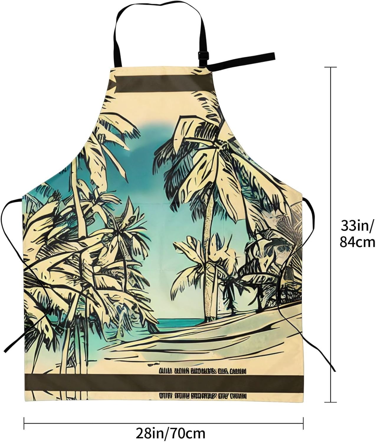 Sketch Hawaii print Waterproof chef's apron with pocket apron for kitchen cooking baking barbecue and gardening