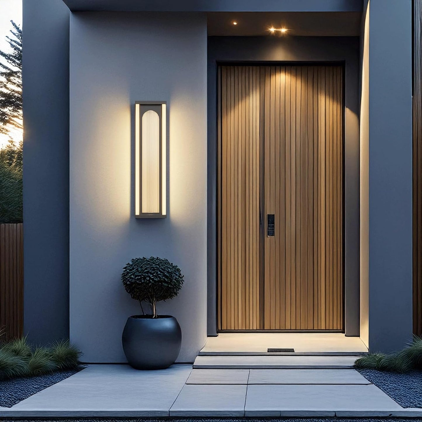 Solar Outdoor Wall Sconce Light Fixture, Modern Waterproof Exterior Wall Lamp with PC Shade, Black Stainless Steel Wall Lantern, Dusk to Dawn Wall Mounted Lighting for Patio, Porch, Garden