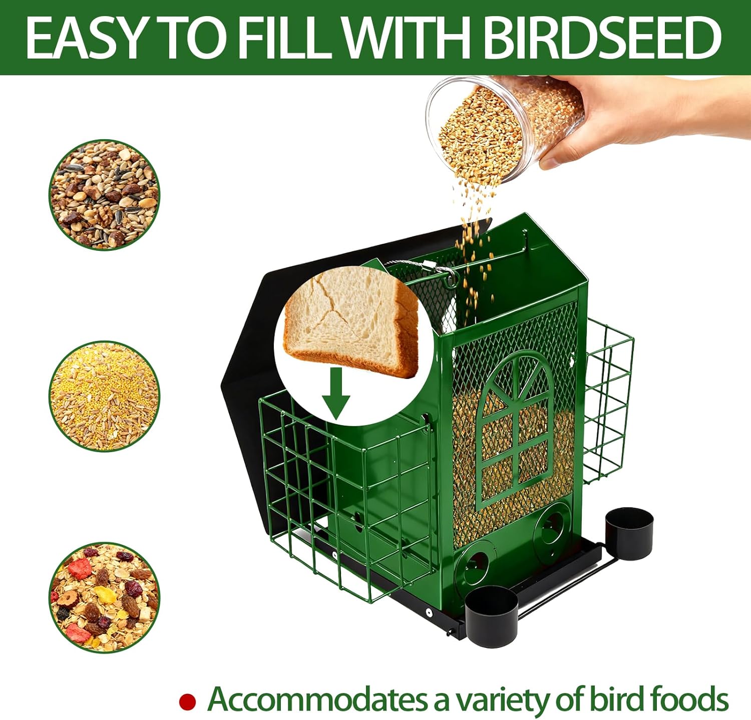 Outdoor Metal Hanging Bird Feeder Large Capacity Premium Wild Bird Fee