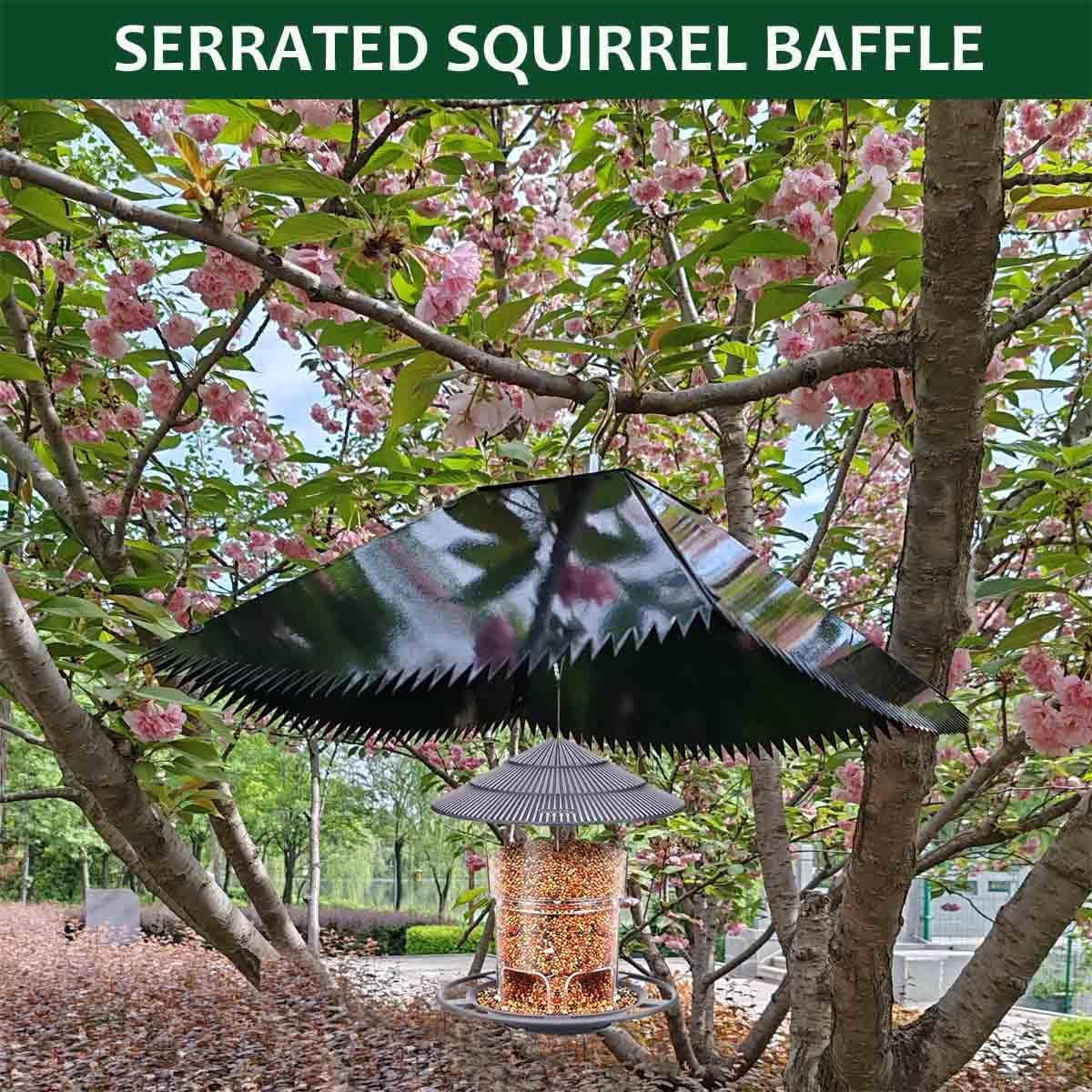 Metal Squirrel Baffle for 4×4 Posts or Hanging, Squirrel Proof Baffle with Spikes for Bird Feeder Poles, Waterproof, Rustproof, Preventing Squirrels and Raccoons from Bird Feeders (Black)