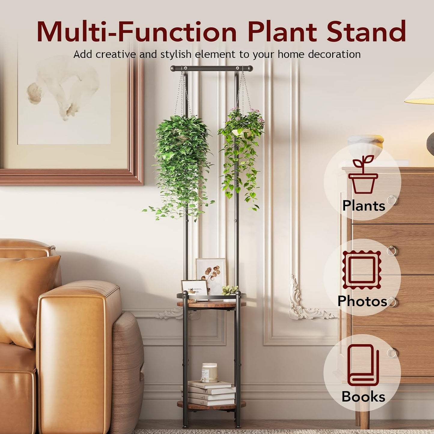 Plant Stand Indoor Outdoor - Heavy Duty Metal 2-tier Hanging Plant Hol