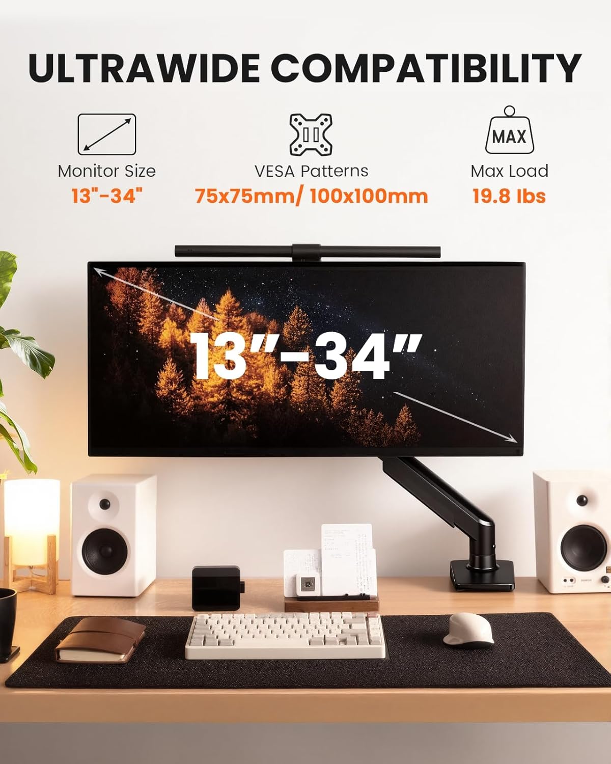 ErGear Single Monitor Arm, Fully Adjustable Monitor Mount for 13–34 In