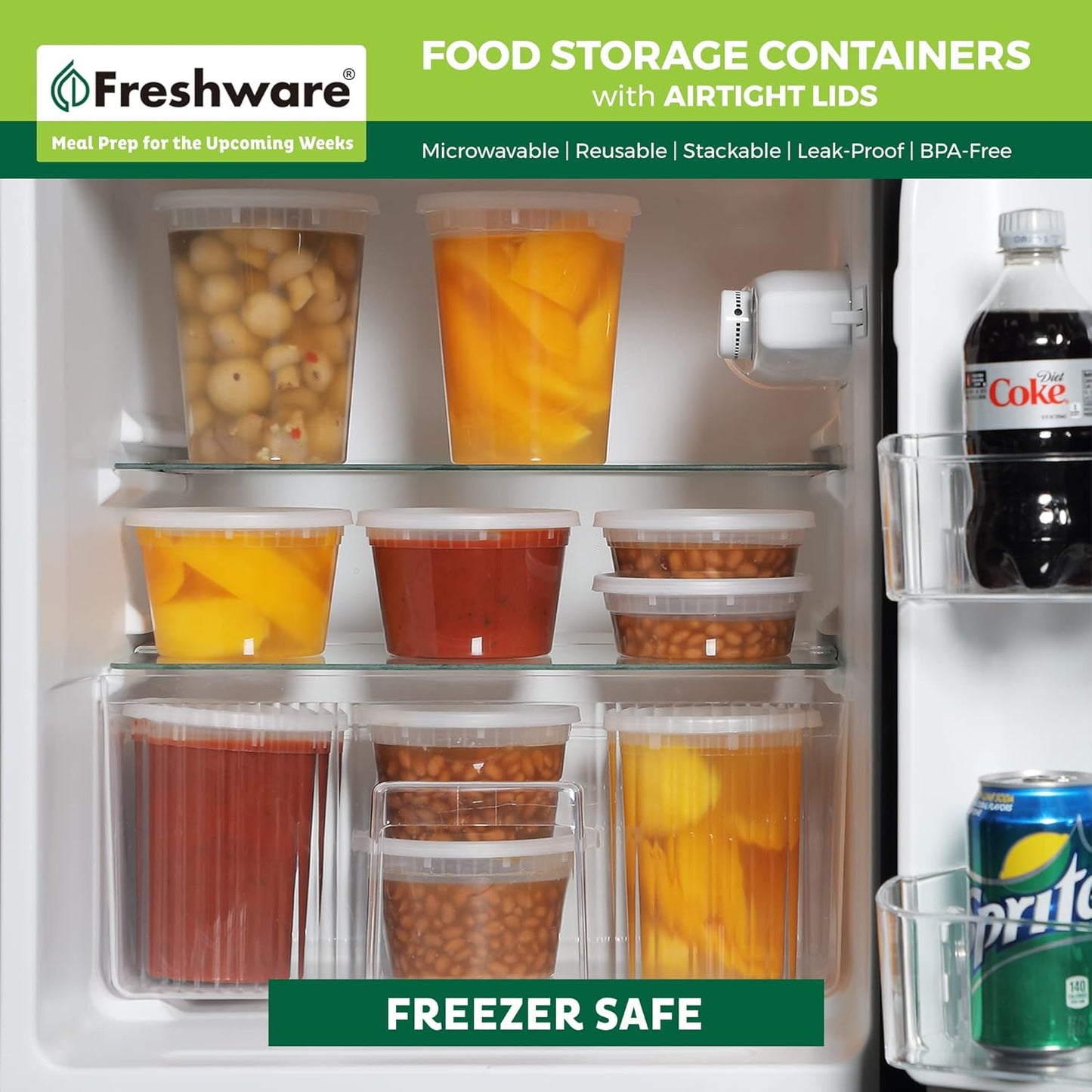 Freshware 48 Pack of 16 and 32 oz, 24 sets each size Food Storage Cont