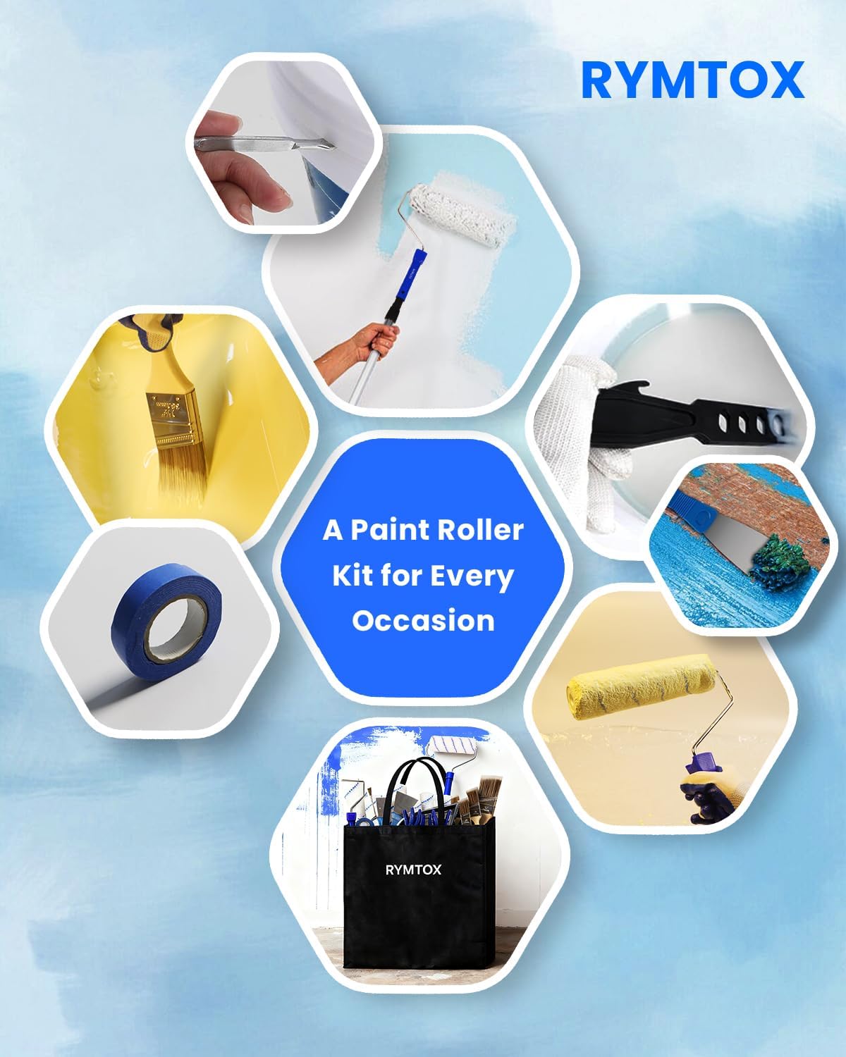 33PCS Paint Roller Kit with Extension Pole | 2–4 FT Pole | 9" & 4" Pai