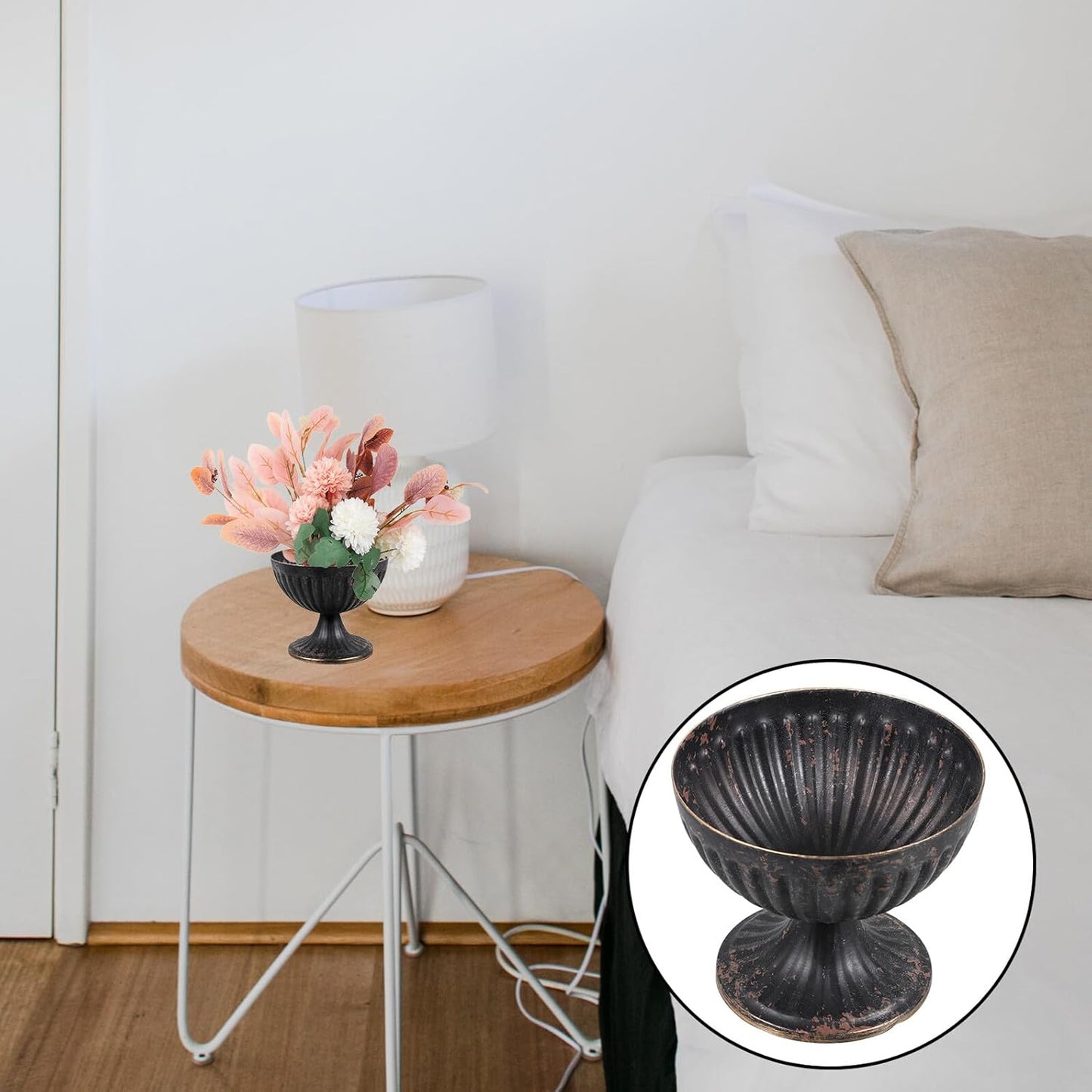 Milisten Retro Iron Urn Vase Rustic Metal Flower Pot Wedding Table Cen
