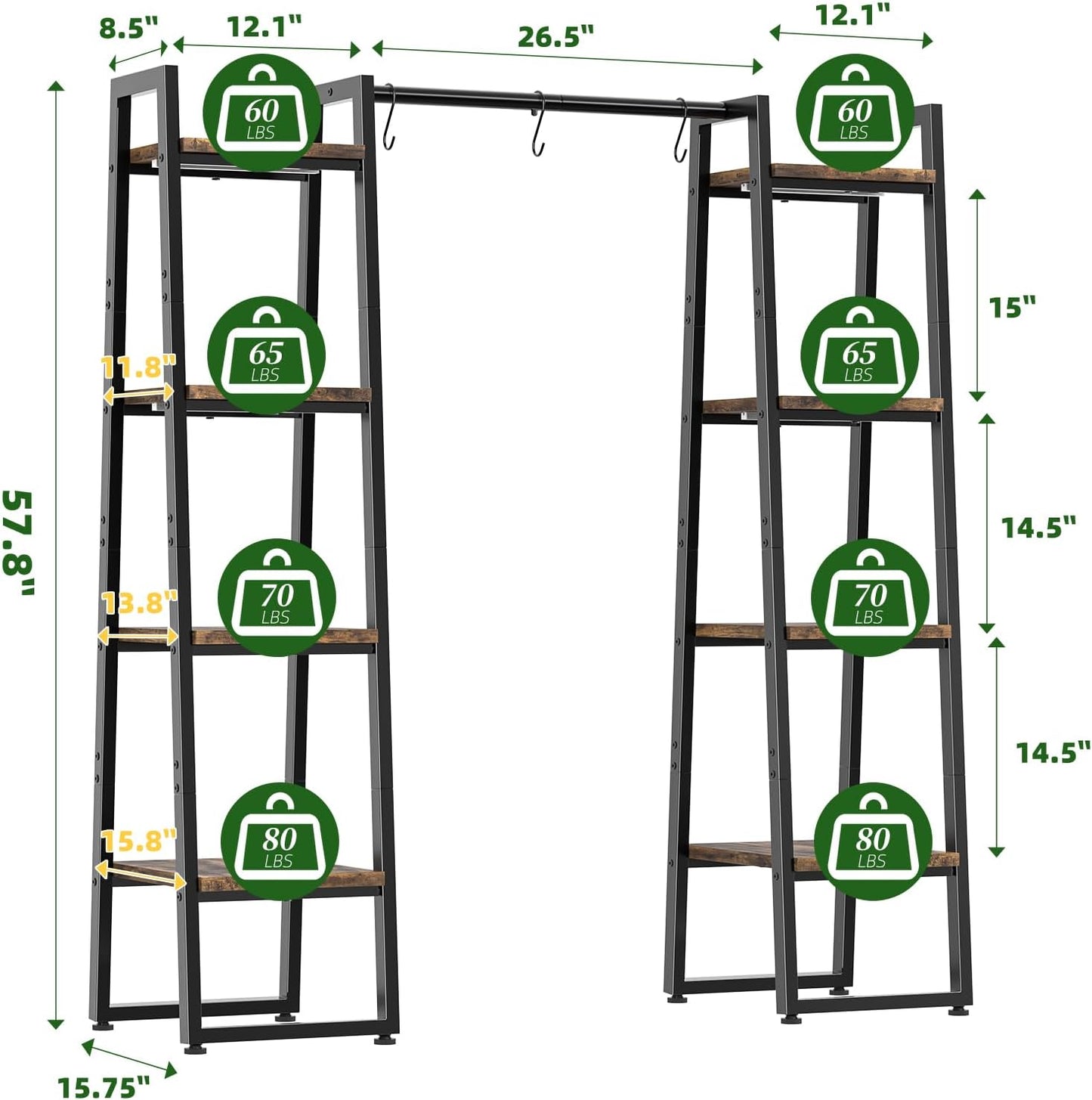 Simple Trending Plant Stand Indoor with Grow Lights, 4 Tier Large Hanging Plant Shelf for Plants Multiple, Metal Ladder Display Holder for Home Patio, Black