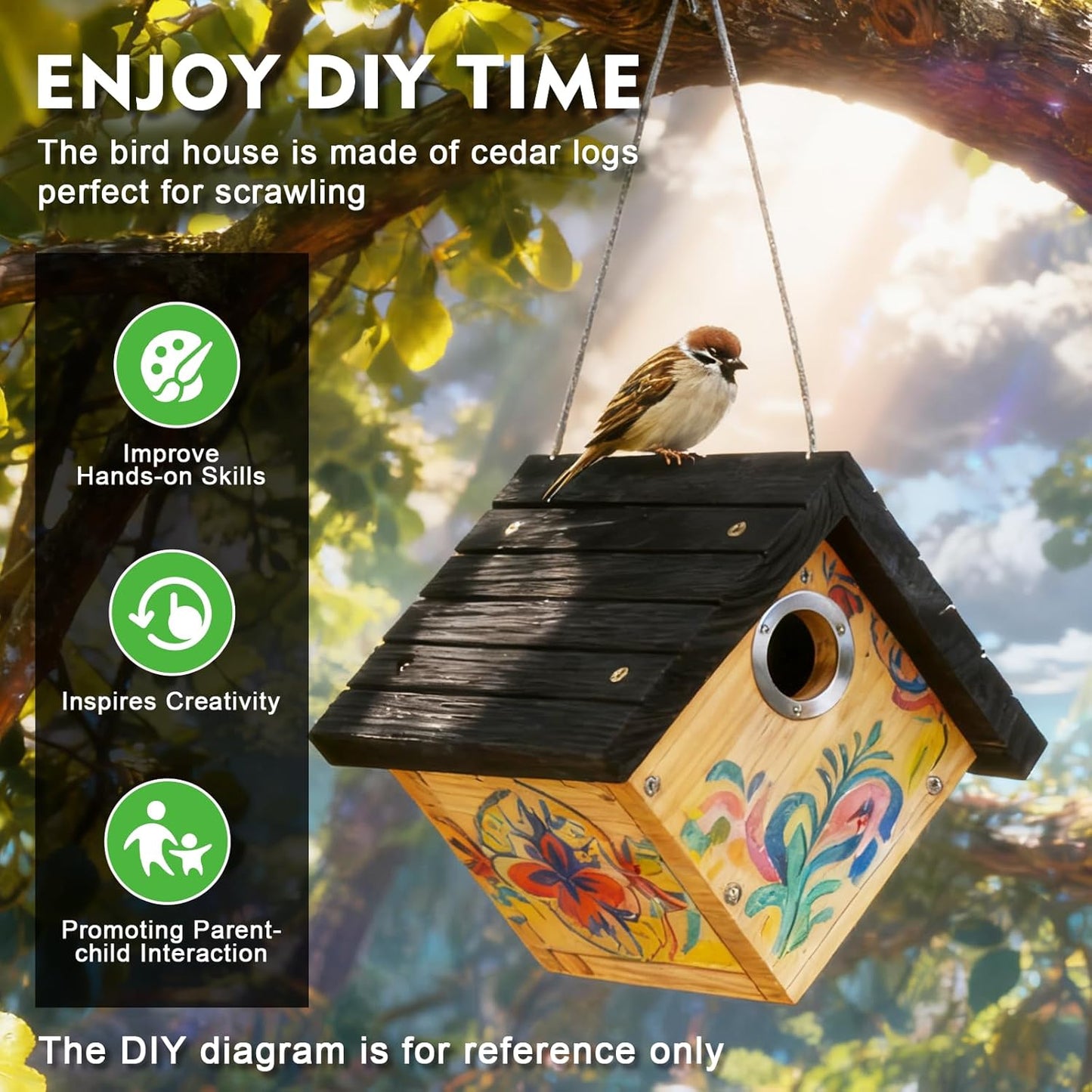 Gtongoko Hanging Wren Bird Houses for Outside, Cedar Wooden Bird House