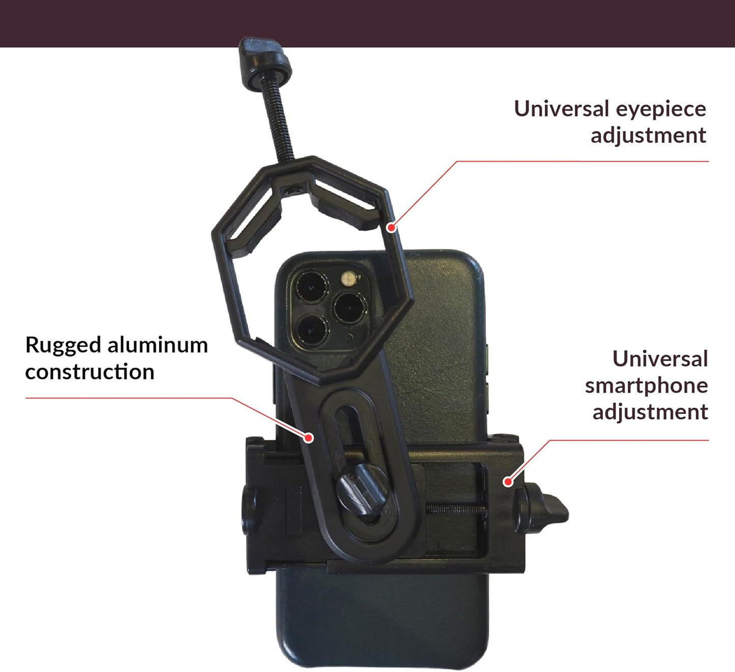 Oberwerk Universal Smartphone DigiScoping Adapter - Binocular, Telescope, Spotting Scope, & Monocular Phone Mount | Capture Photos & Video Through Your Optics | Attaches to Most Eyepieces & Phones