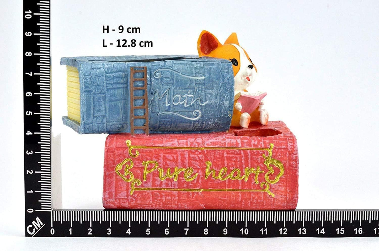Resin Dog Figurine Book Planter – Mini Decorative Flower Pot & Desk Organizer for Home, Office & Study Table
