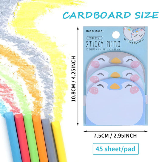 Cute Sticky Notes, 6 Pack Cartoon Sticky Notes Animals Shape Markers F