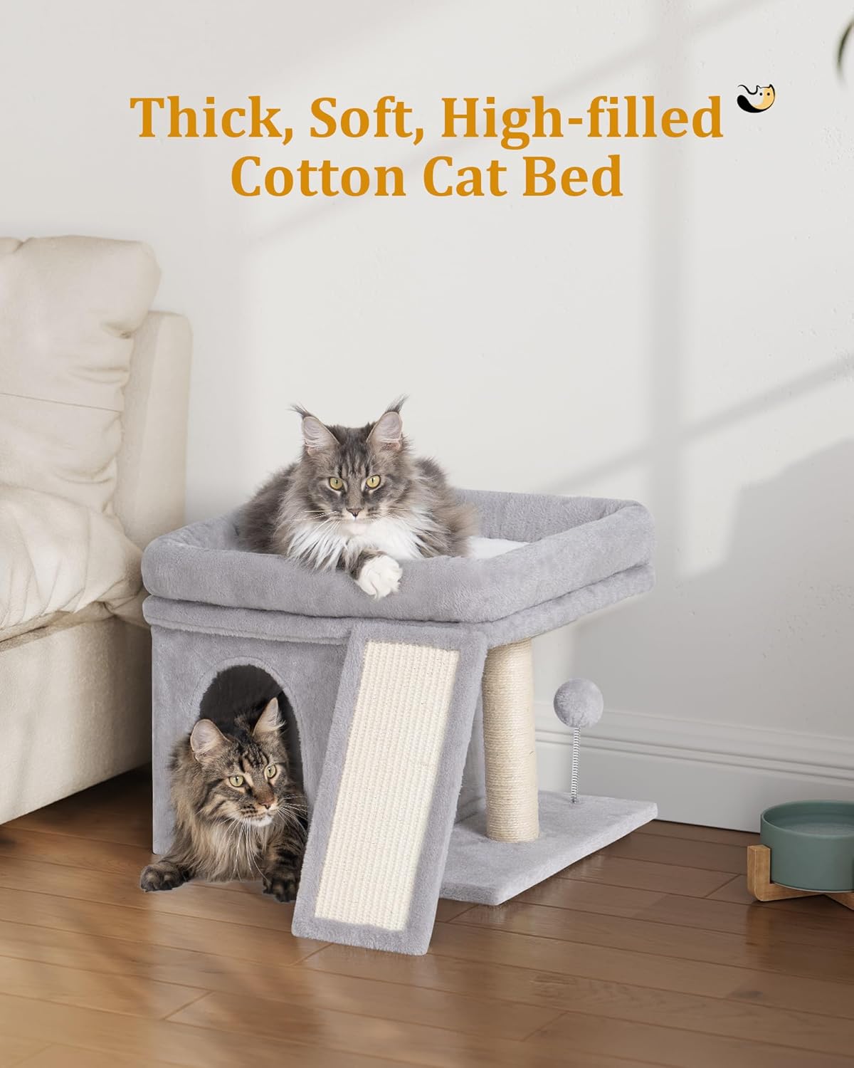 Cat Tree Tower for Large Cat, Cat Bed House with Large Perch for Adult