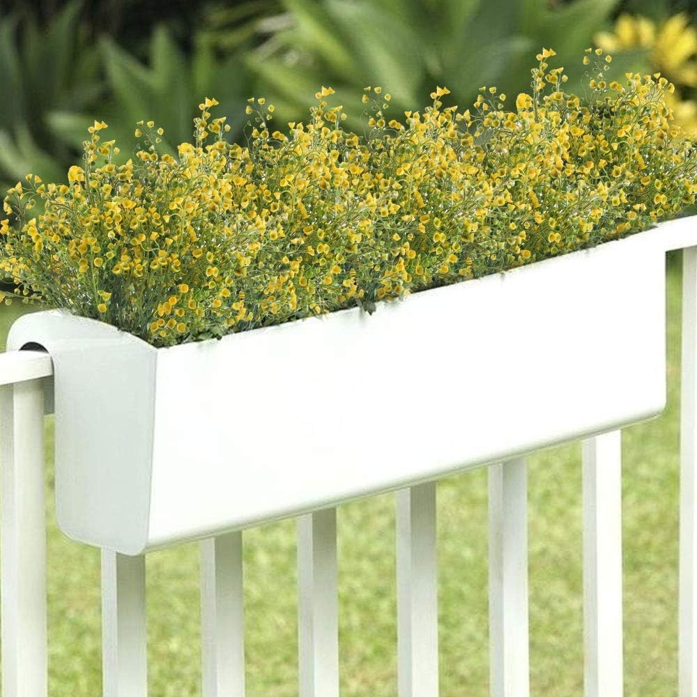 PASYOU Artificial Plants, Fake Bell Grass Flowers Plastic Greenery Lifelike Patio Yard Corridor Indoor Outdoor Home Garden Balcony Party Pot Planter Filler Table Arrangement Decoration Yellow 8 pcs