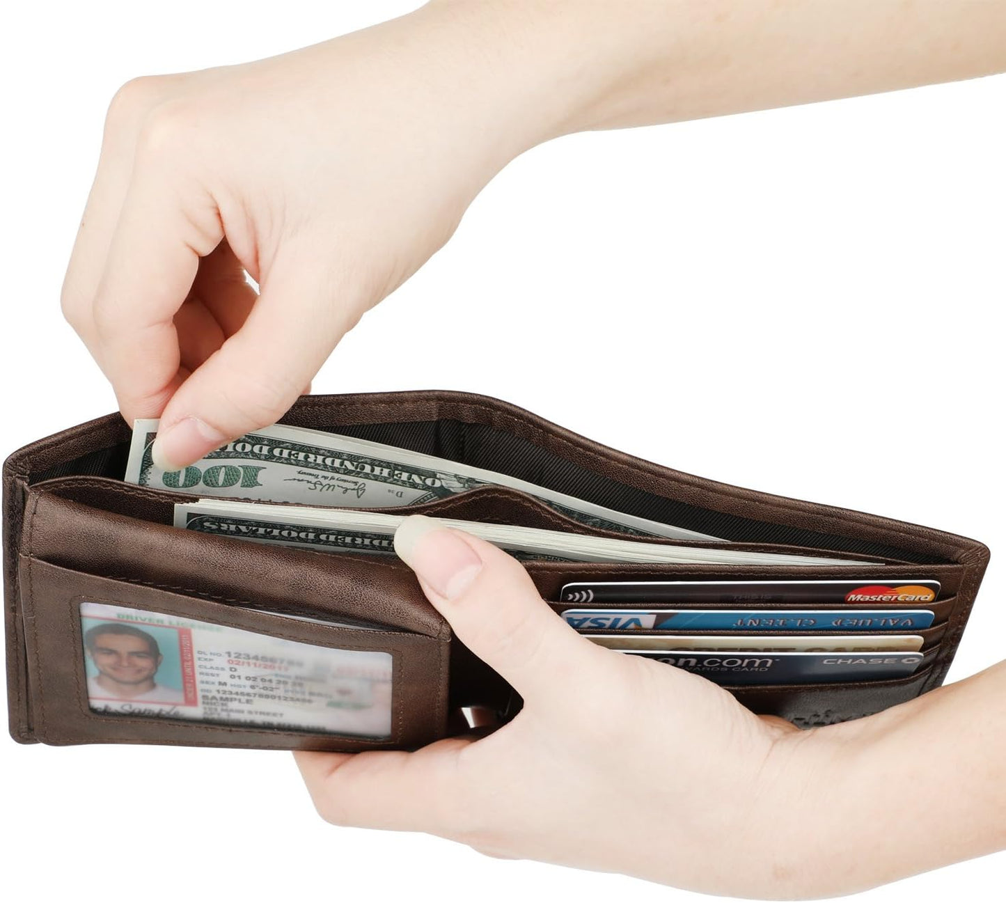 Wallet for Men-Genuine Leather RFID Blocking Bifold Stylish Wallet Wit