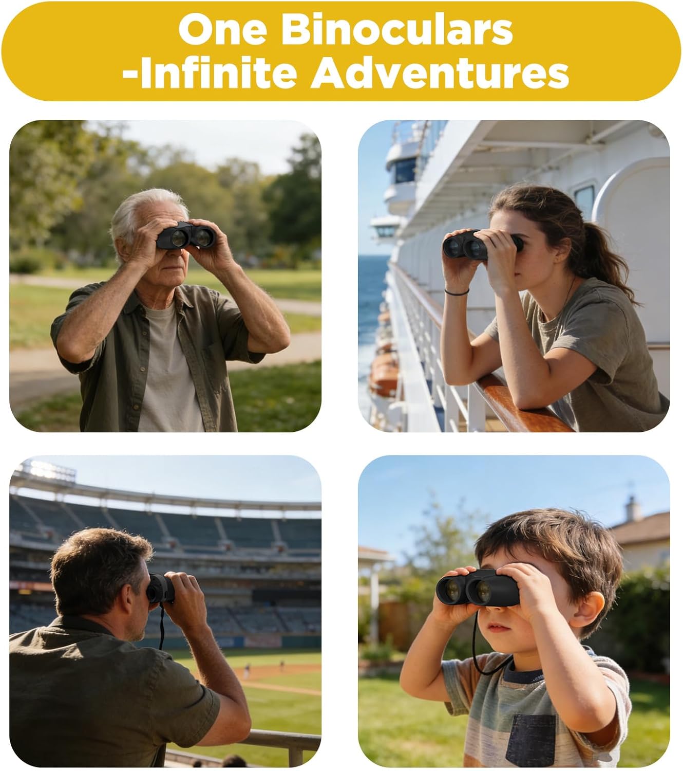 10x25 Compact Binoculars for Adults & Kids - High Power Mini Binoculars with BAK4 Prism & FMC Coating for Bird Watching, Hiking, Cruise Travel - Includes Carrying Case & Neck Strap