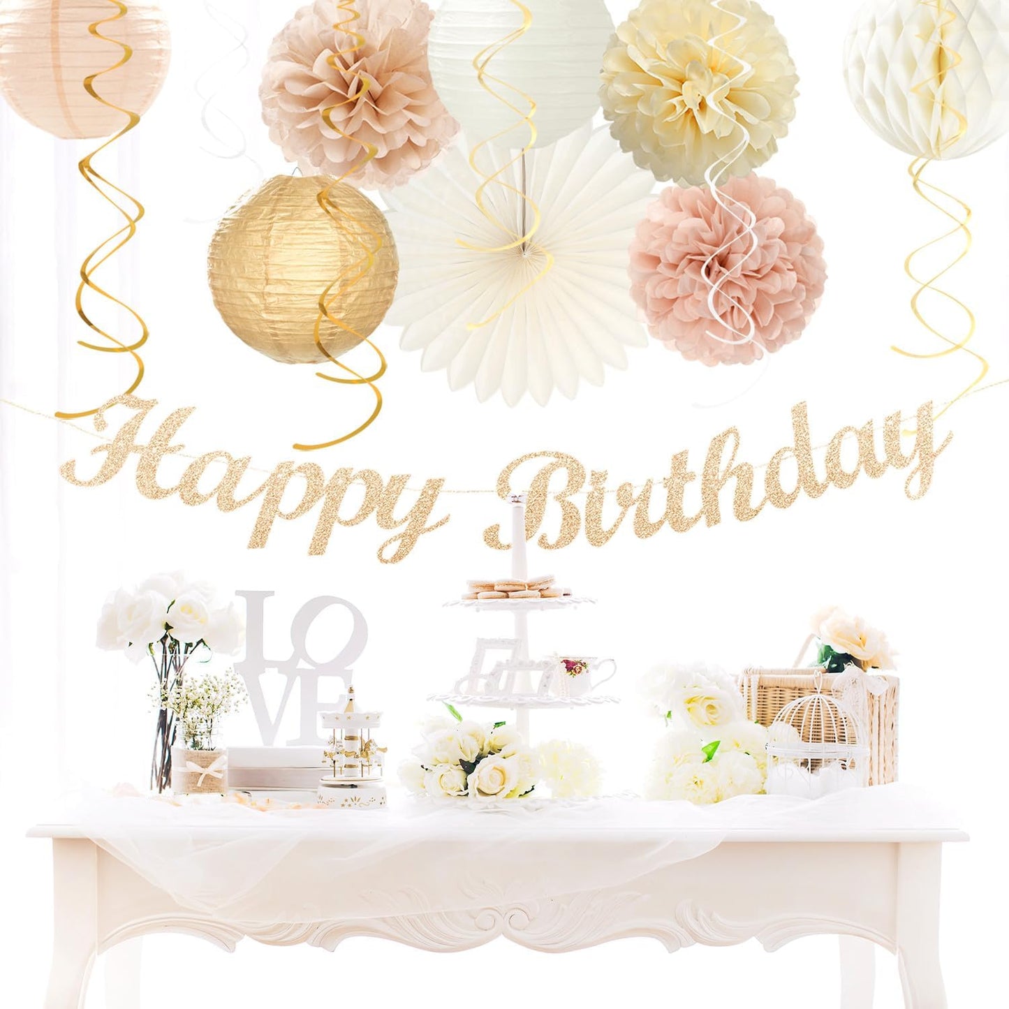 Champagne-Gold Beige Fall Boho Birthday Party-Decorations - 21pcs Autu