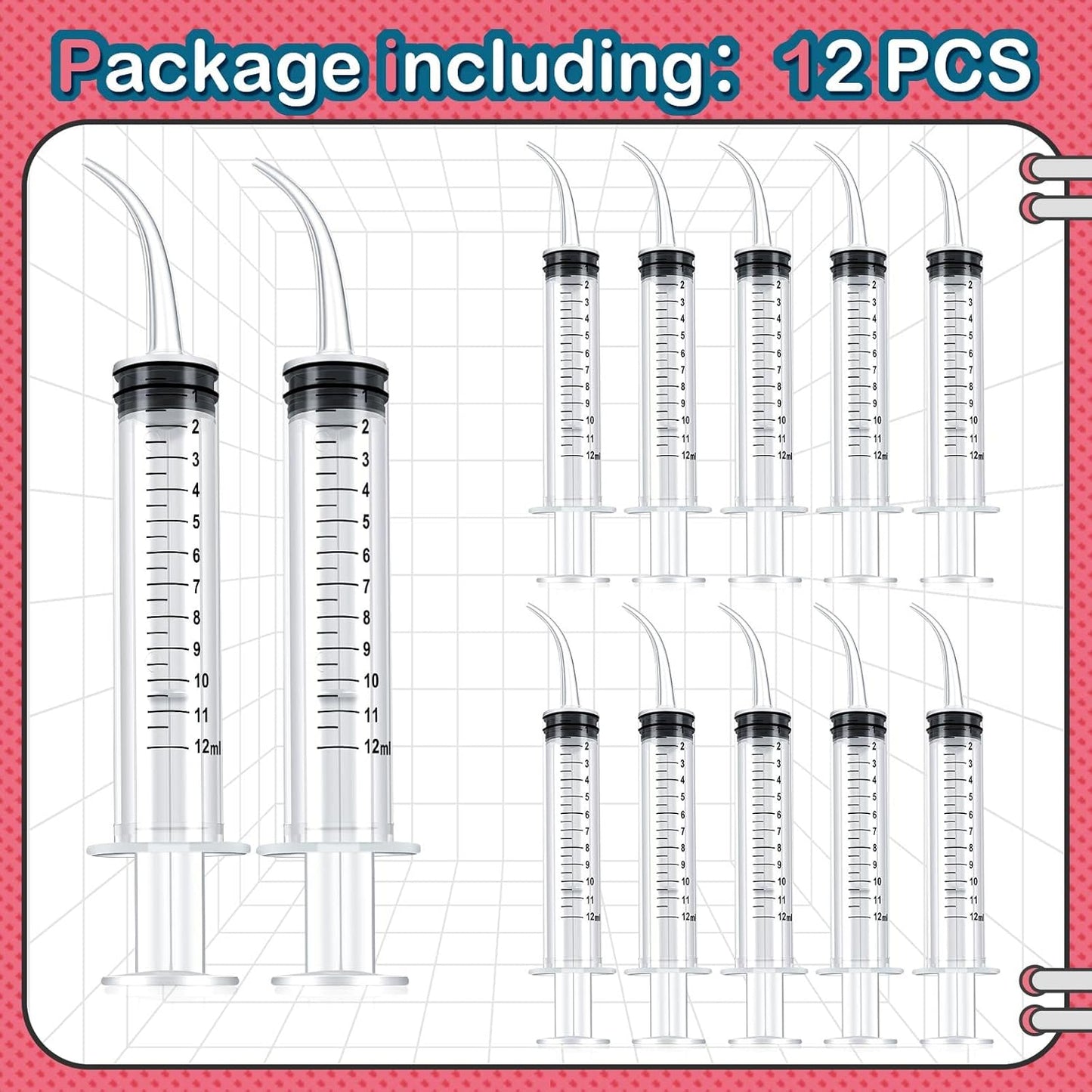 12 Pieces Baby Bird Feeding Syringe 12 ml Pet Liquid Syringes Kitten F