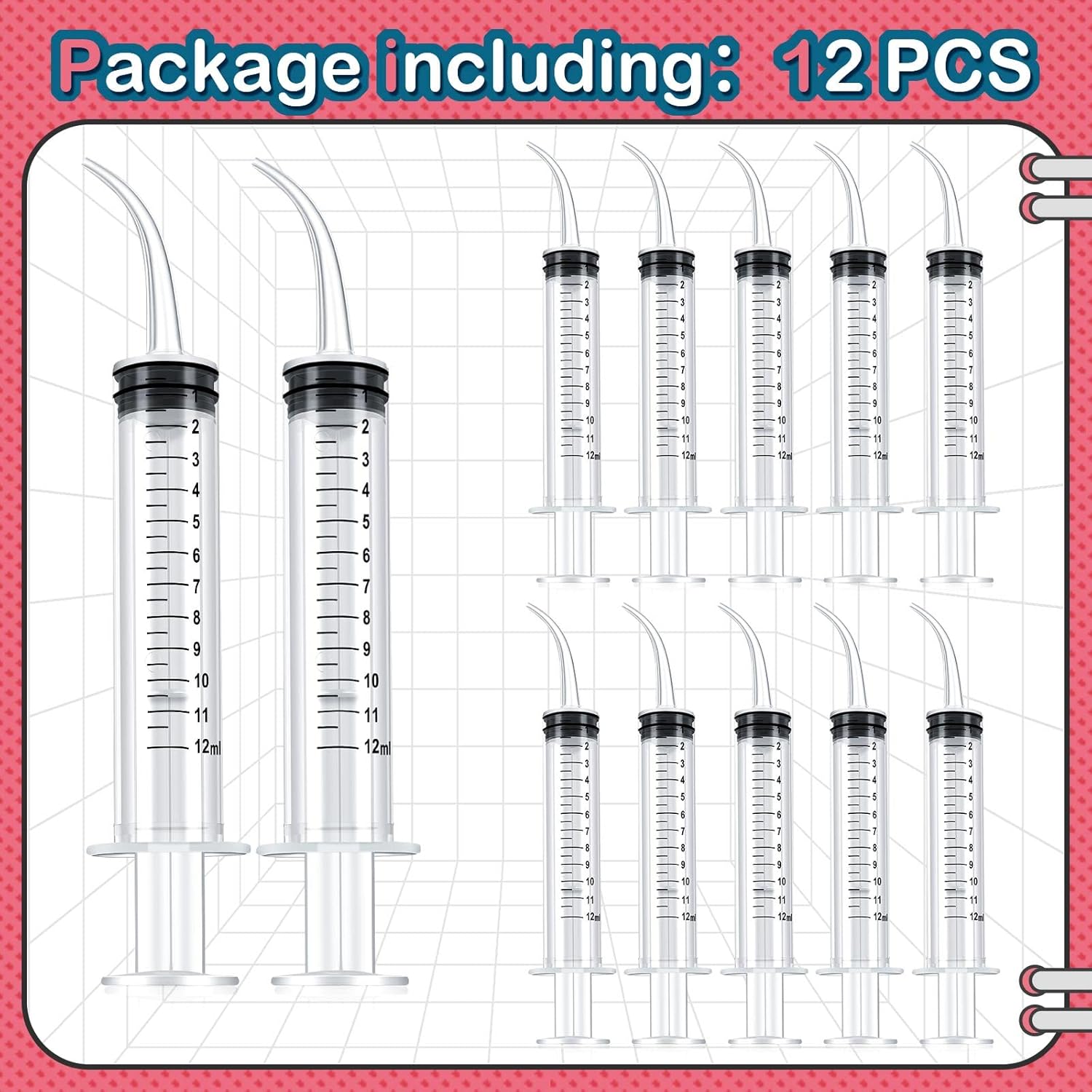 12 Pieces Baby Bird Feeding Syringe 12 ml Pet Liquid Syringes Kitten F